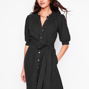 Ada Double Cloth Short Dress-Black