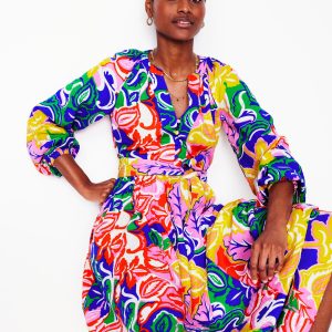 Faye Double Cloth Dress-Multi. Foliage Twirl