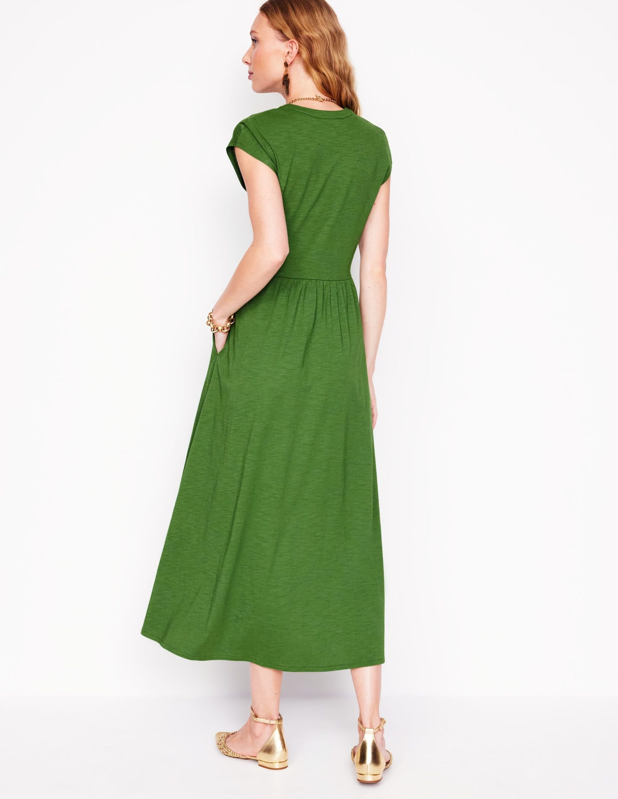 Chloe Jersey Midi Dress-Promenade Green - Image 3