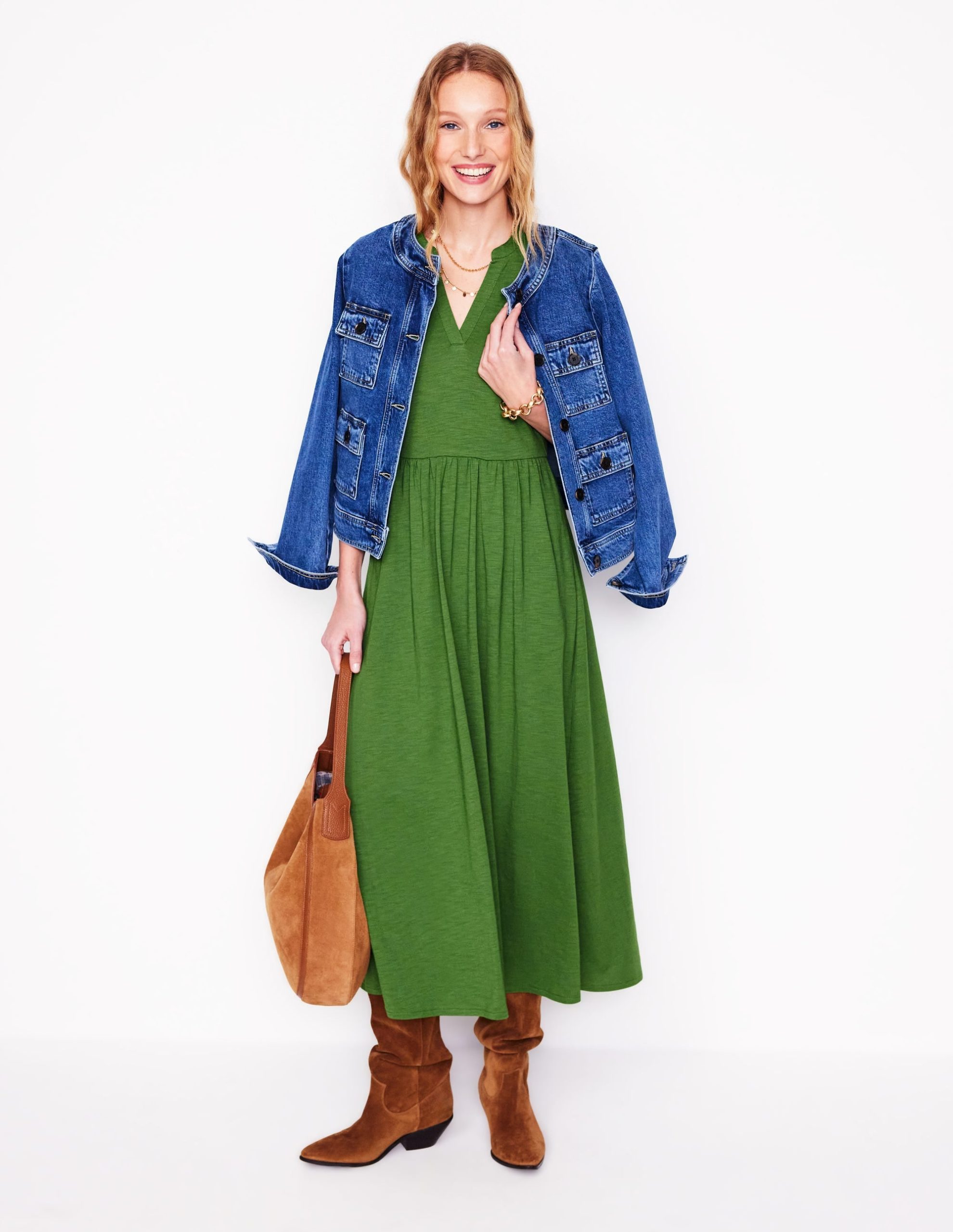 Chloe Jersey Midi Dress-Promenade Green - Image 5