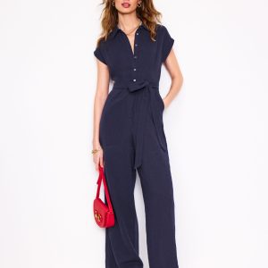 Colette Double Cloth Jumpsuit-Navy