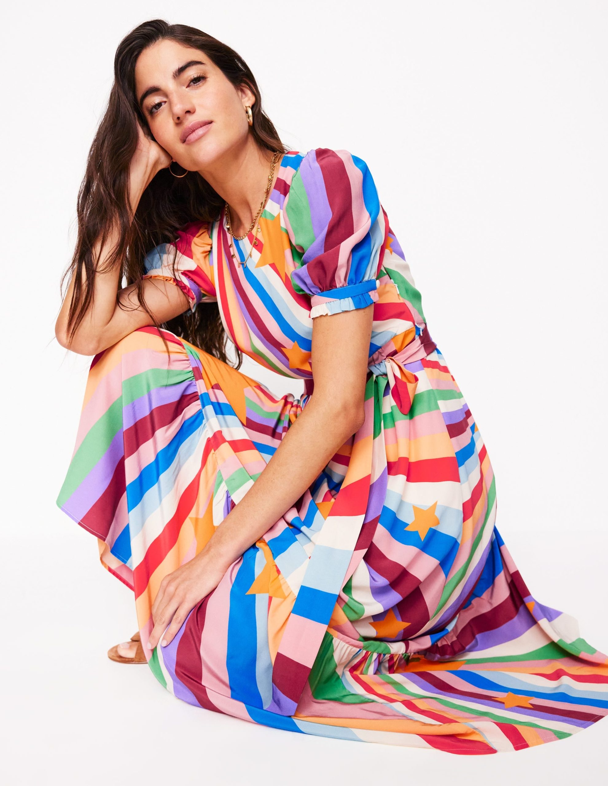 Blouson Crew Neck Dress-Multi. Supernova