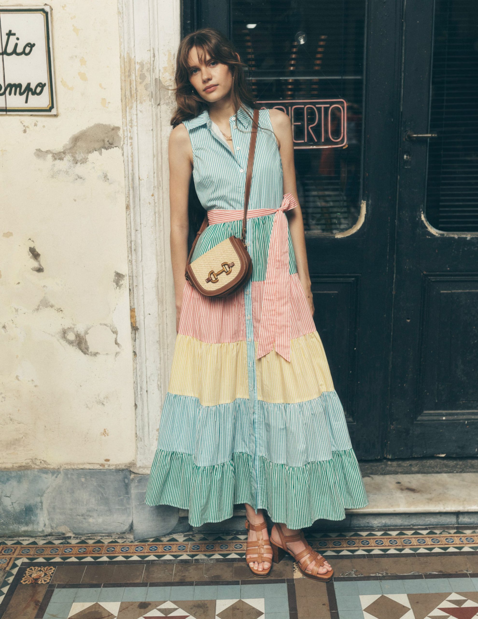 Multi Tiered Shirt Dress-Duck Egg Blue Stripe - Image 5