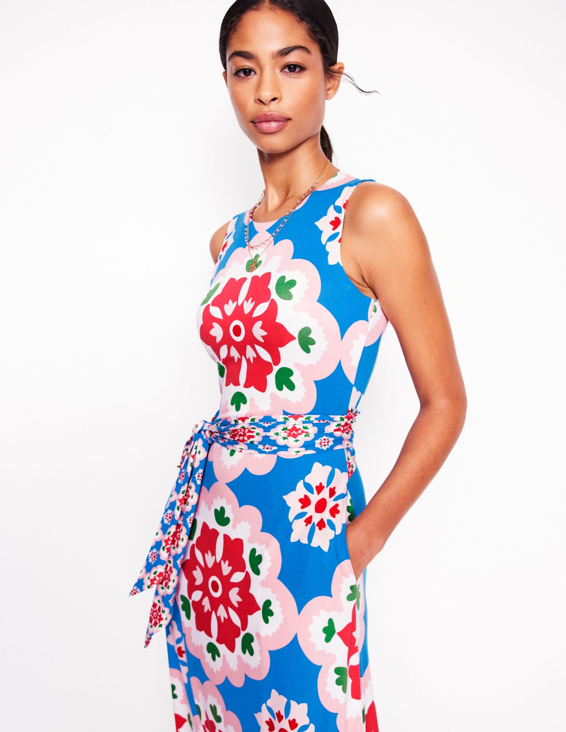 Grown On Tie Trapeze Dress-Cerulean Blue. Bloom Geo - Image 5