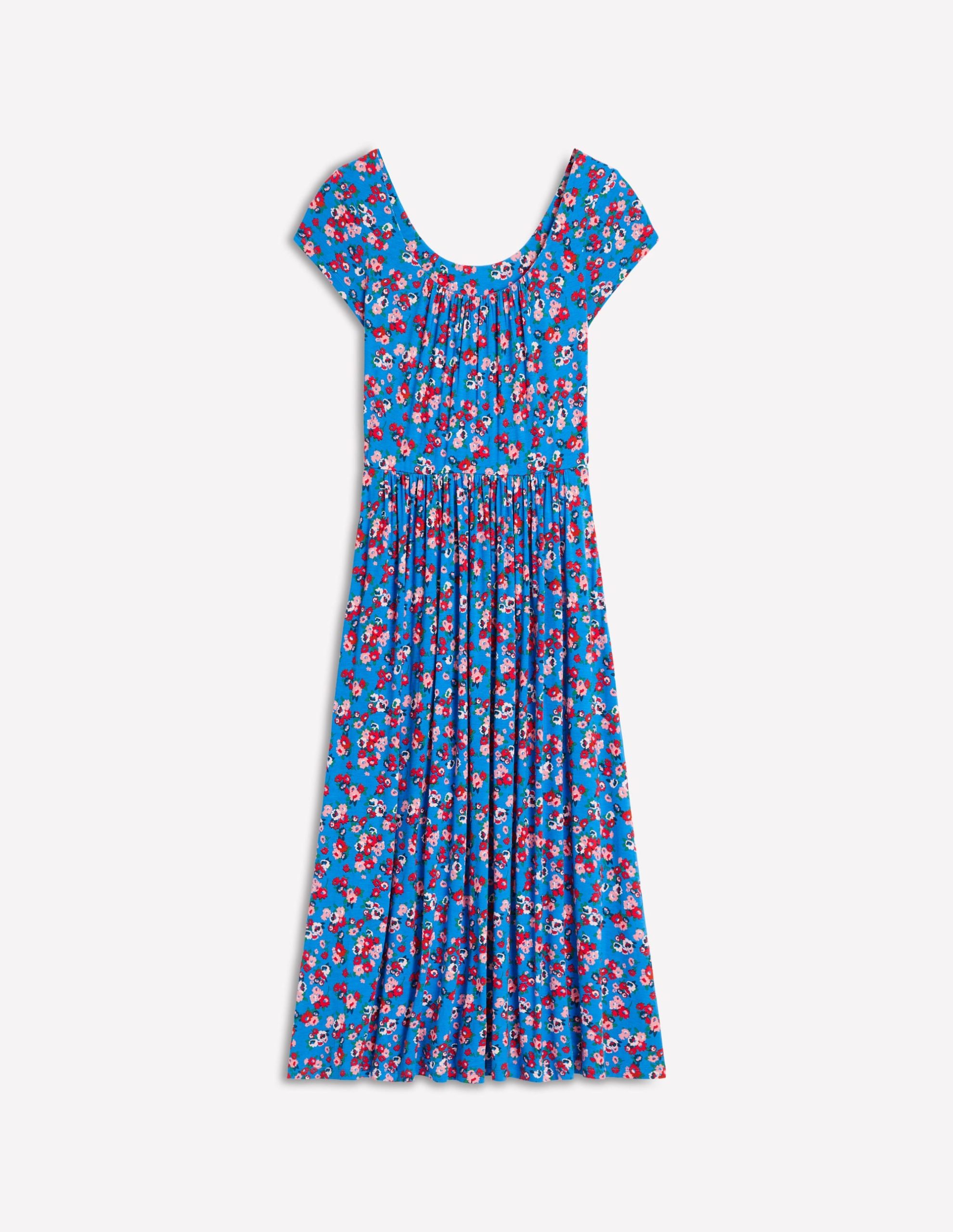 Samantha Scoop Jersey Dress-Cerulean Blue. Painterly Posy - Image 6