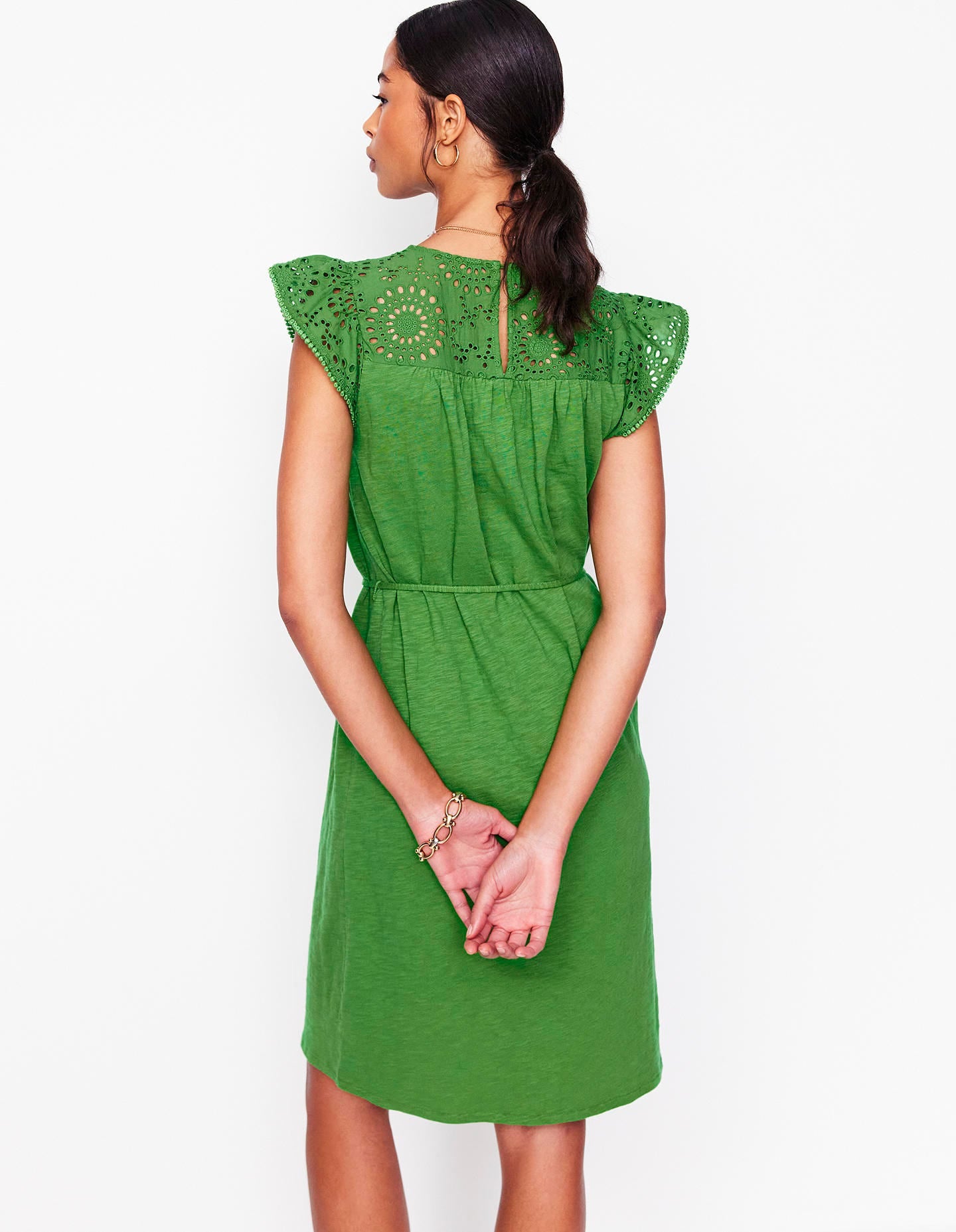 Juliet Broderie Short Dress-Paradise Green - Image 3