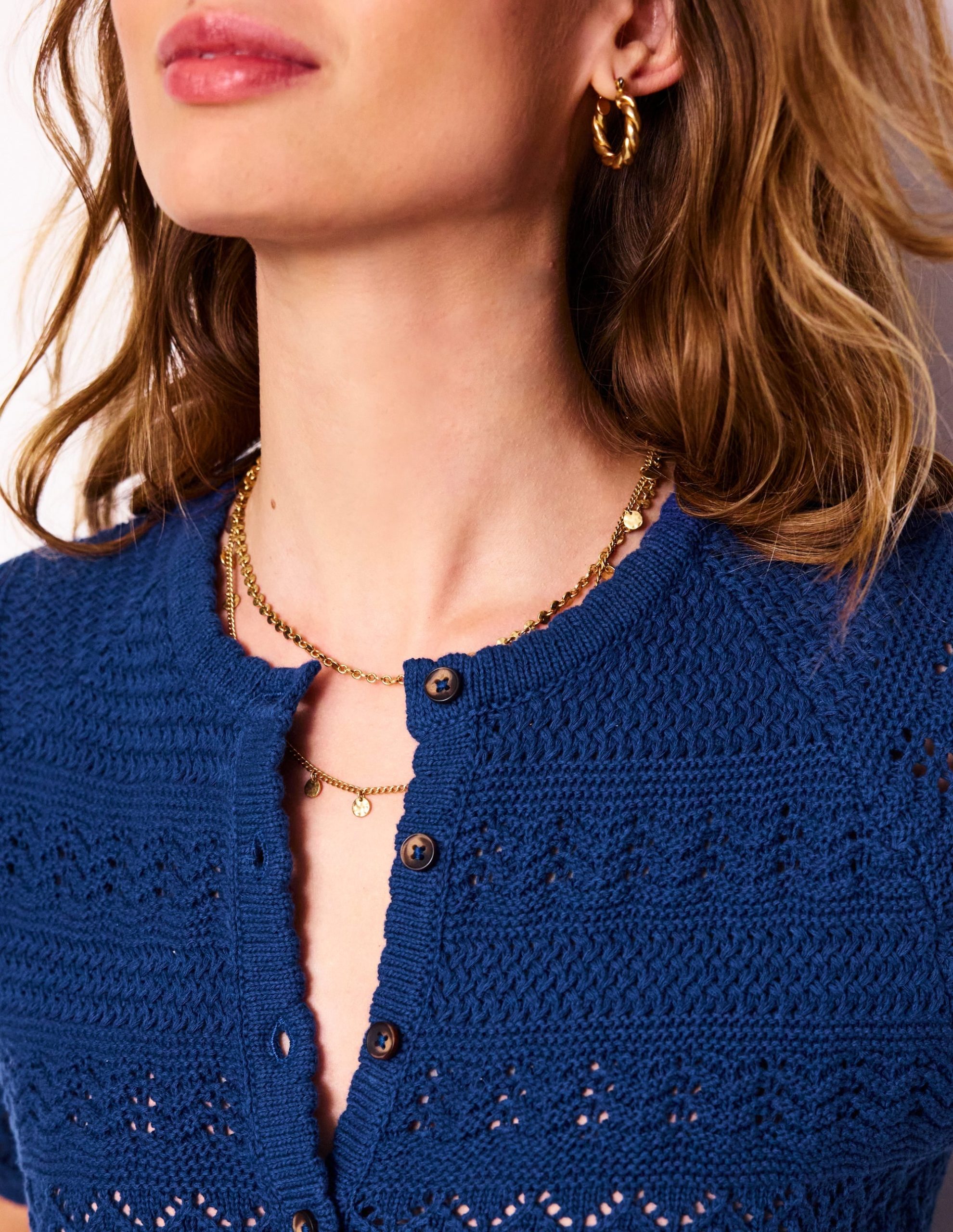 Elodie Stitch Crew Cardigan-Starboard Blue - Image 2