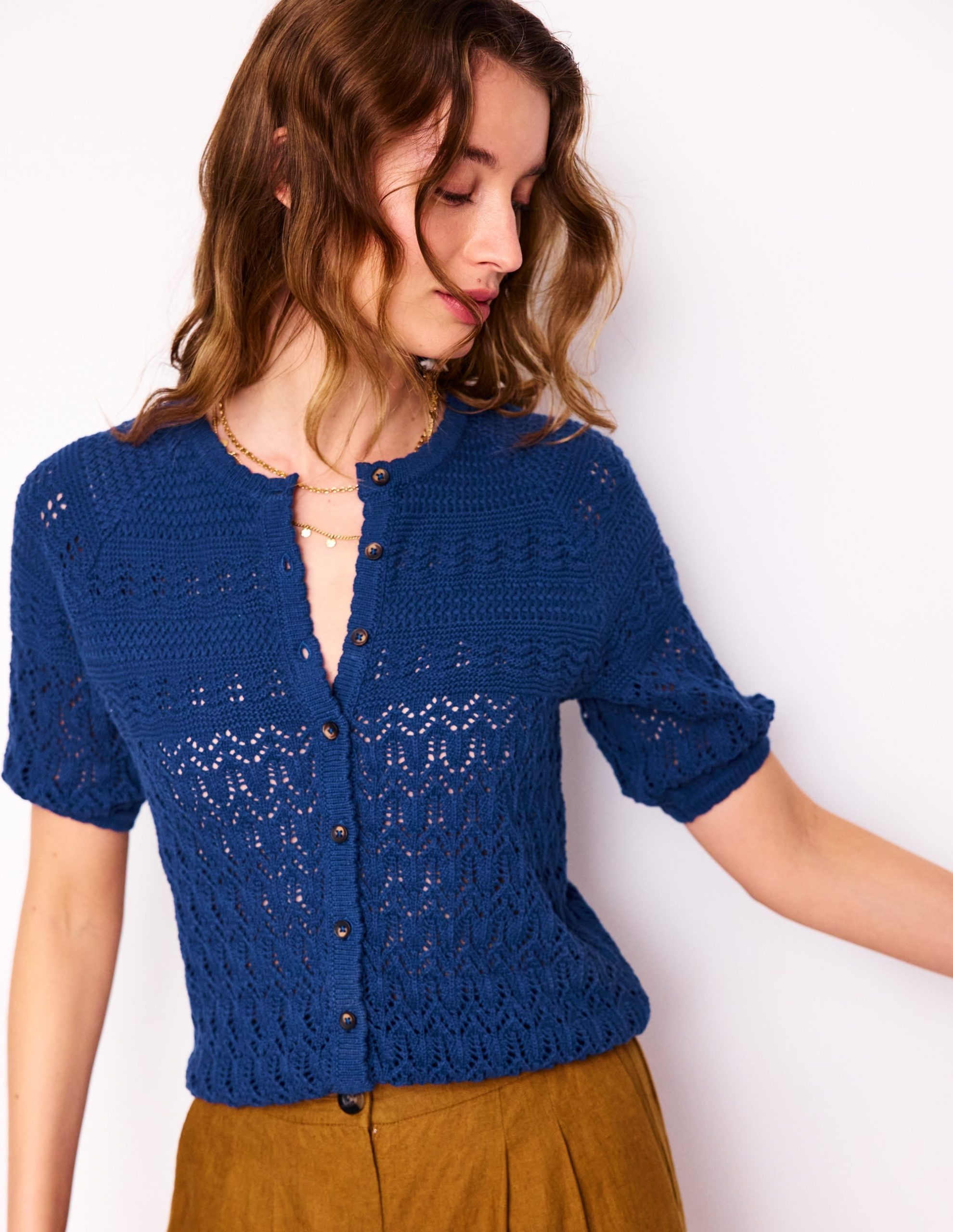 Elodie Stitch Crew Cardigan-Starboard Blue - Image 4