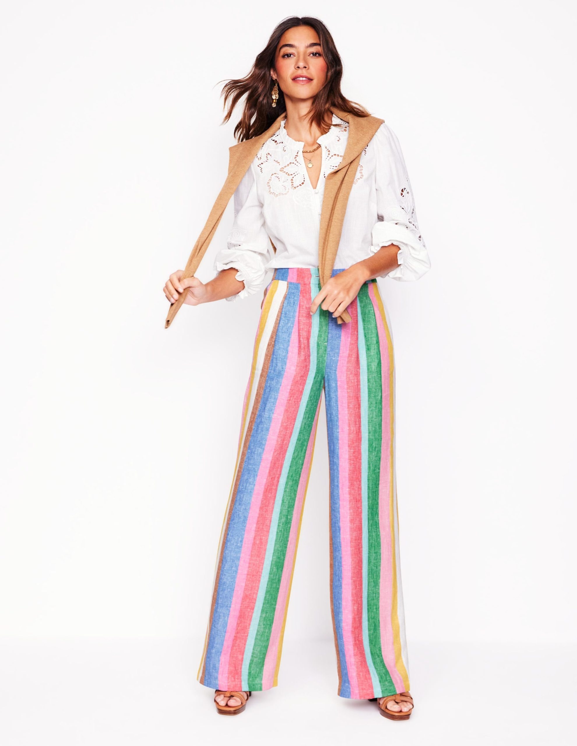 Dulwich Linen Pants-Bright Rainbow Stripe - Image 8
