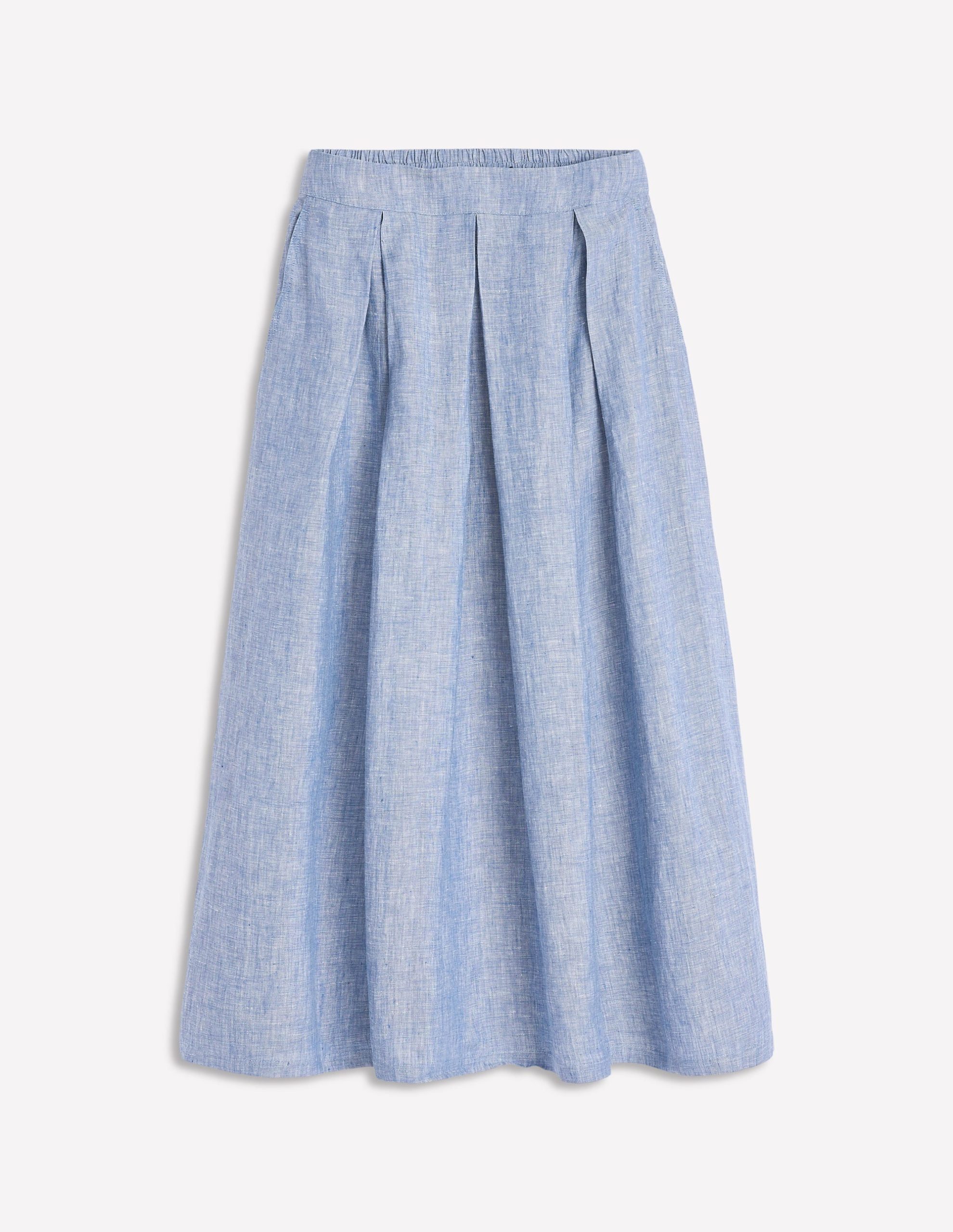 Verity Linen Midi Skirt-Grey Blue Chambray - Image 6