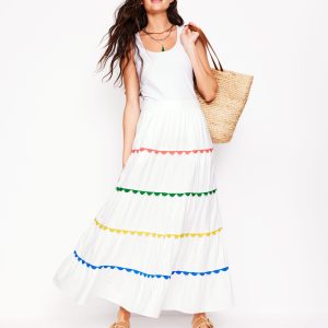 Nadia Double Cloth Maxi Skirt-White