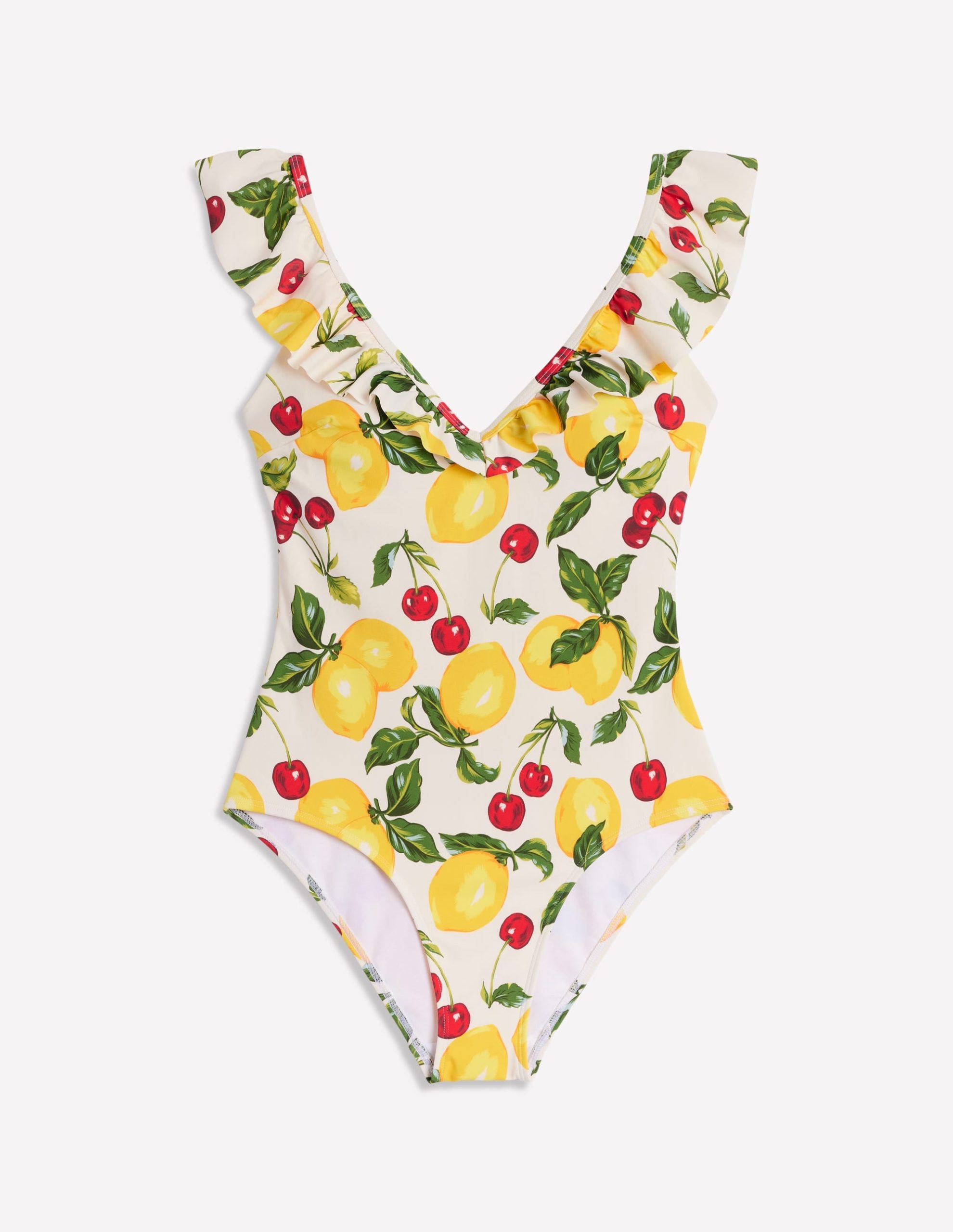 Evia Ruffle Swimsuit-Ivory. Cherries and Lemons - Image 6