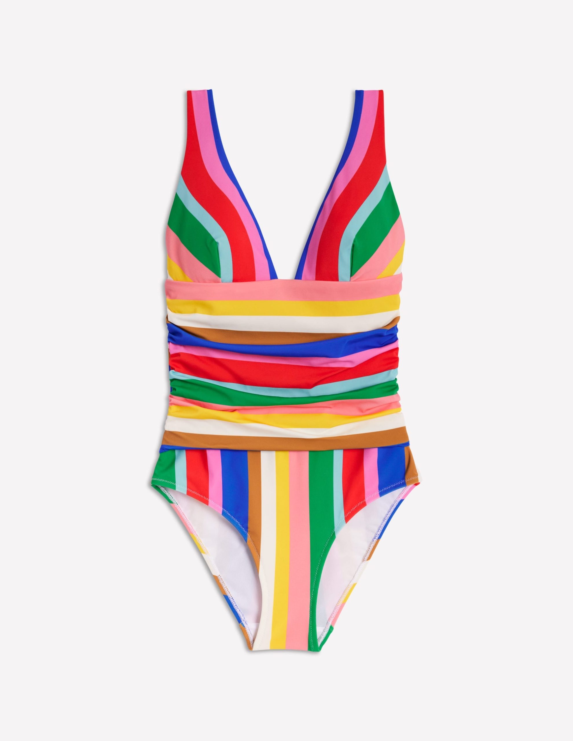 Mykonos Deep V Swimsuit-Bright Rainbow Stripe - Image 6