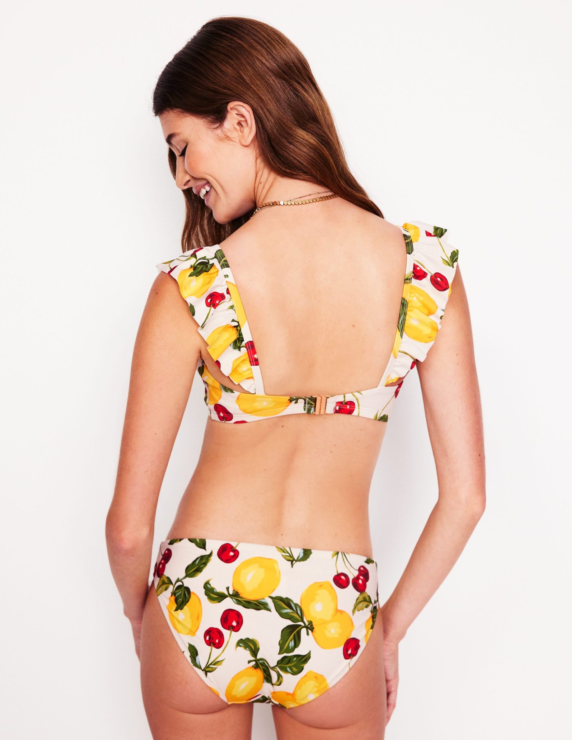 Evia Ruffle Bikini Top-Ivory. Cherries and Lemons - Image 3