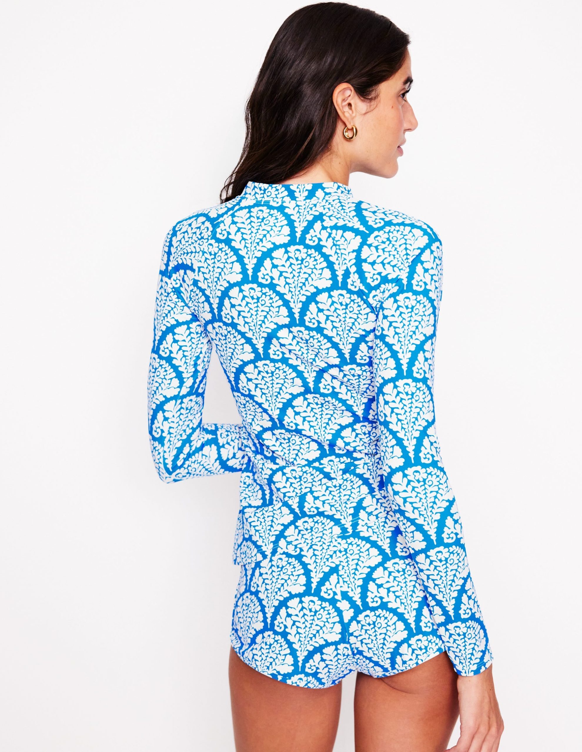 Sun Safe Raglan Rash Vest-Bright Blue. Blossomy - Image 4