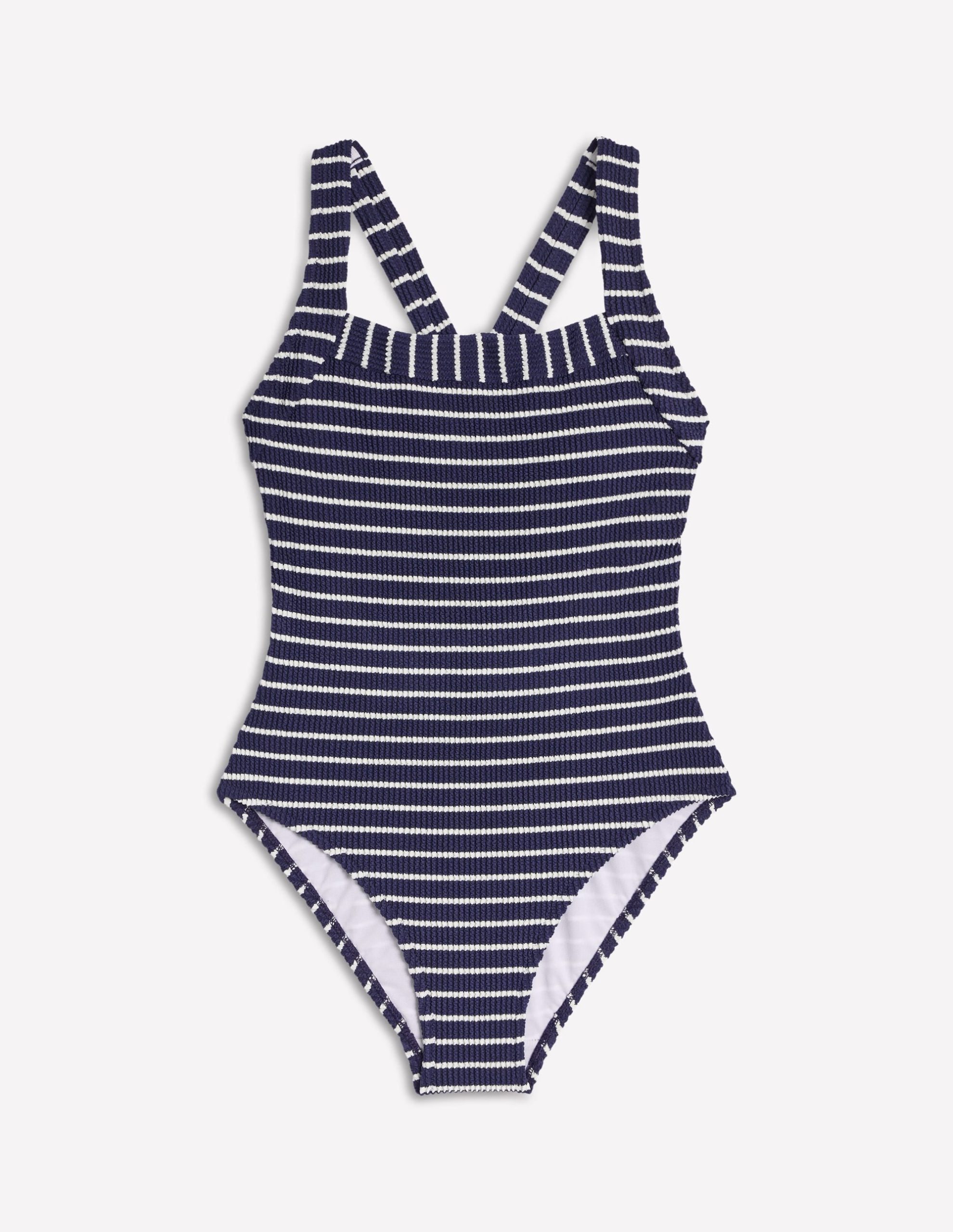 Scoop Cross Back Swimsuit-Navy/ Ivory - Image 8