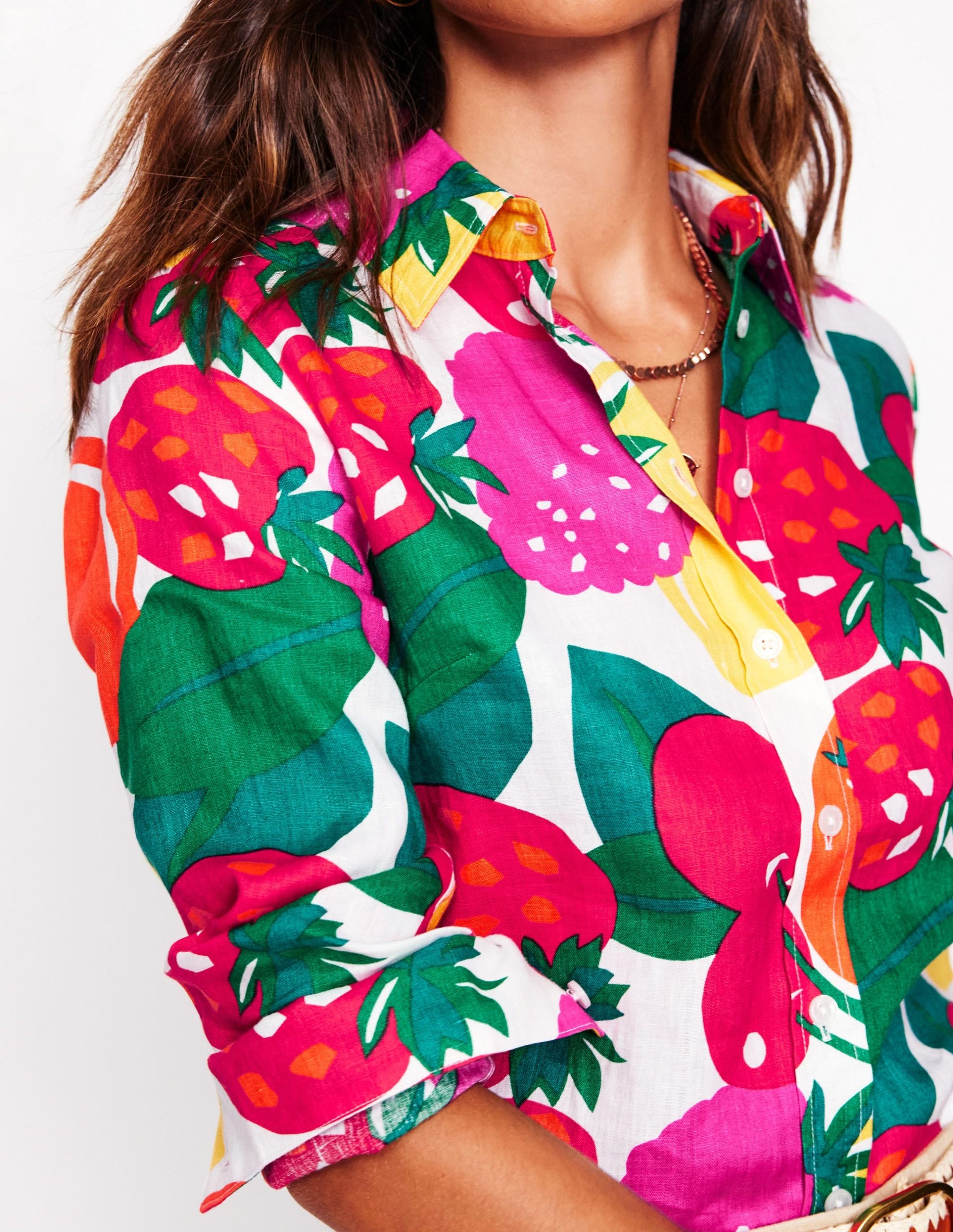 Sienna Linen Shirt-Multi. Summer Fruits - Image 2
