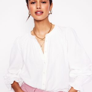 Evie Double Cloth Top-White