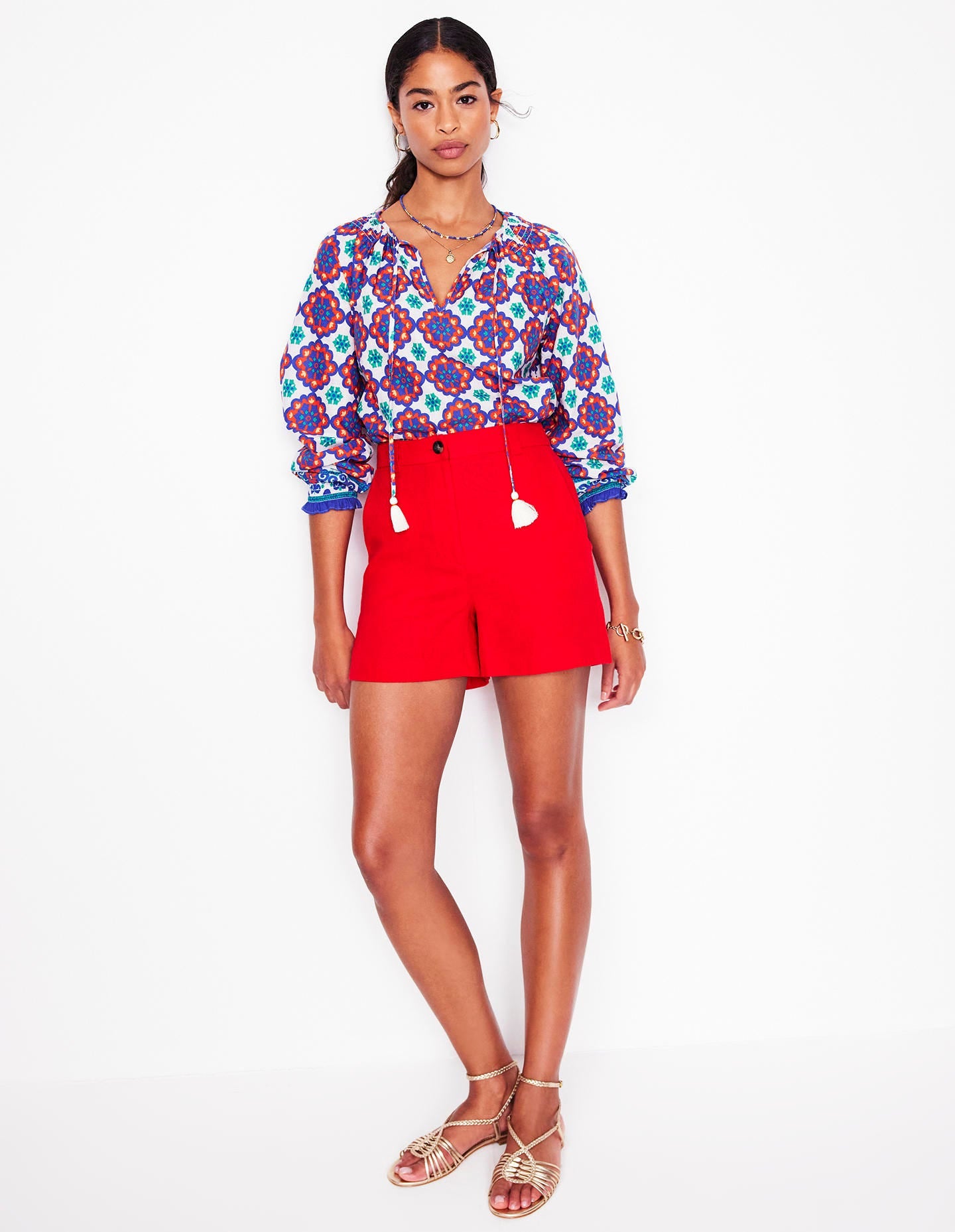 Easy Cotton Blouse-Bright Blue. Bloom Geo - Image 3