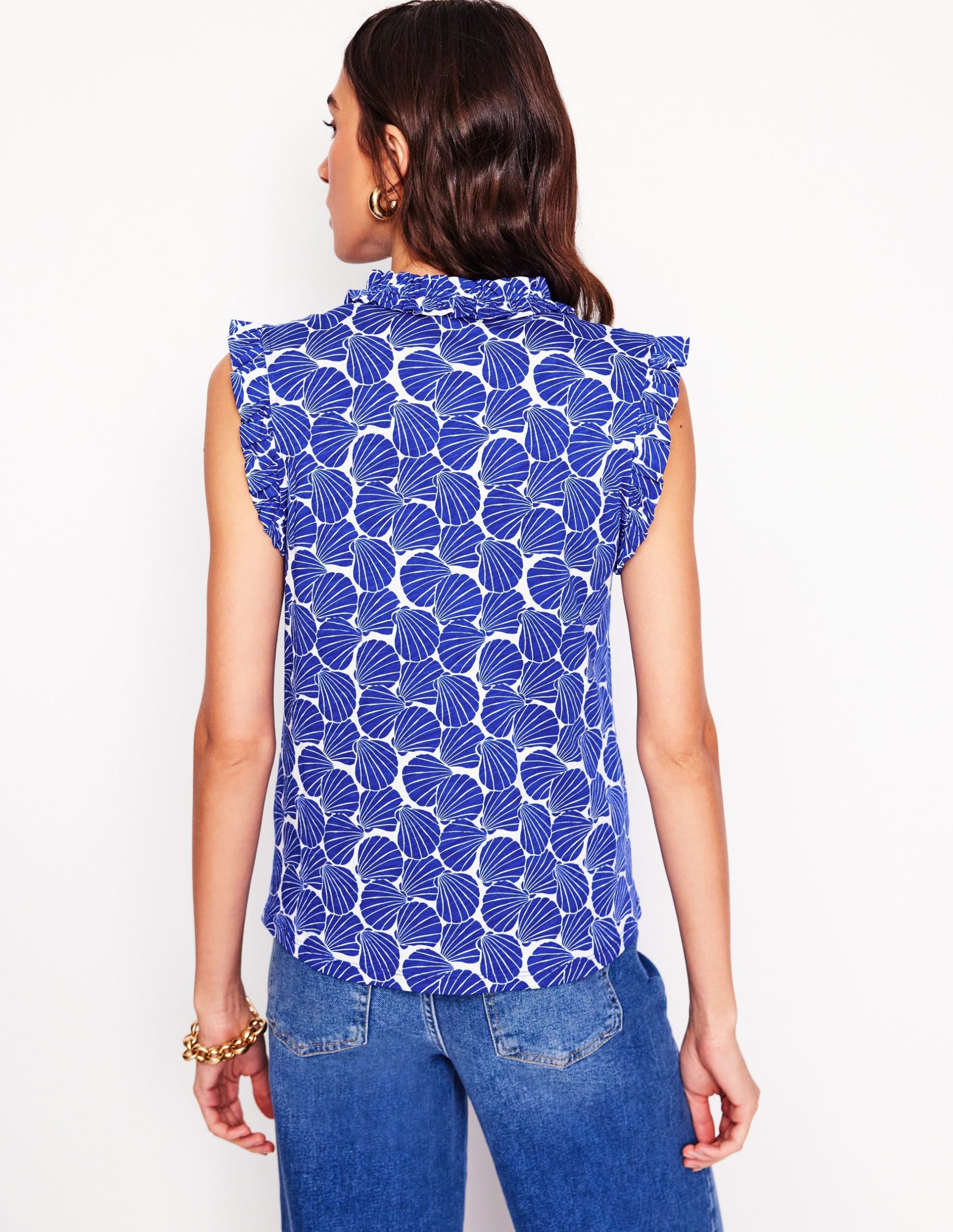 Lola Sleeveless Top-Bright Blue. Seashell - Image 3