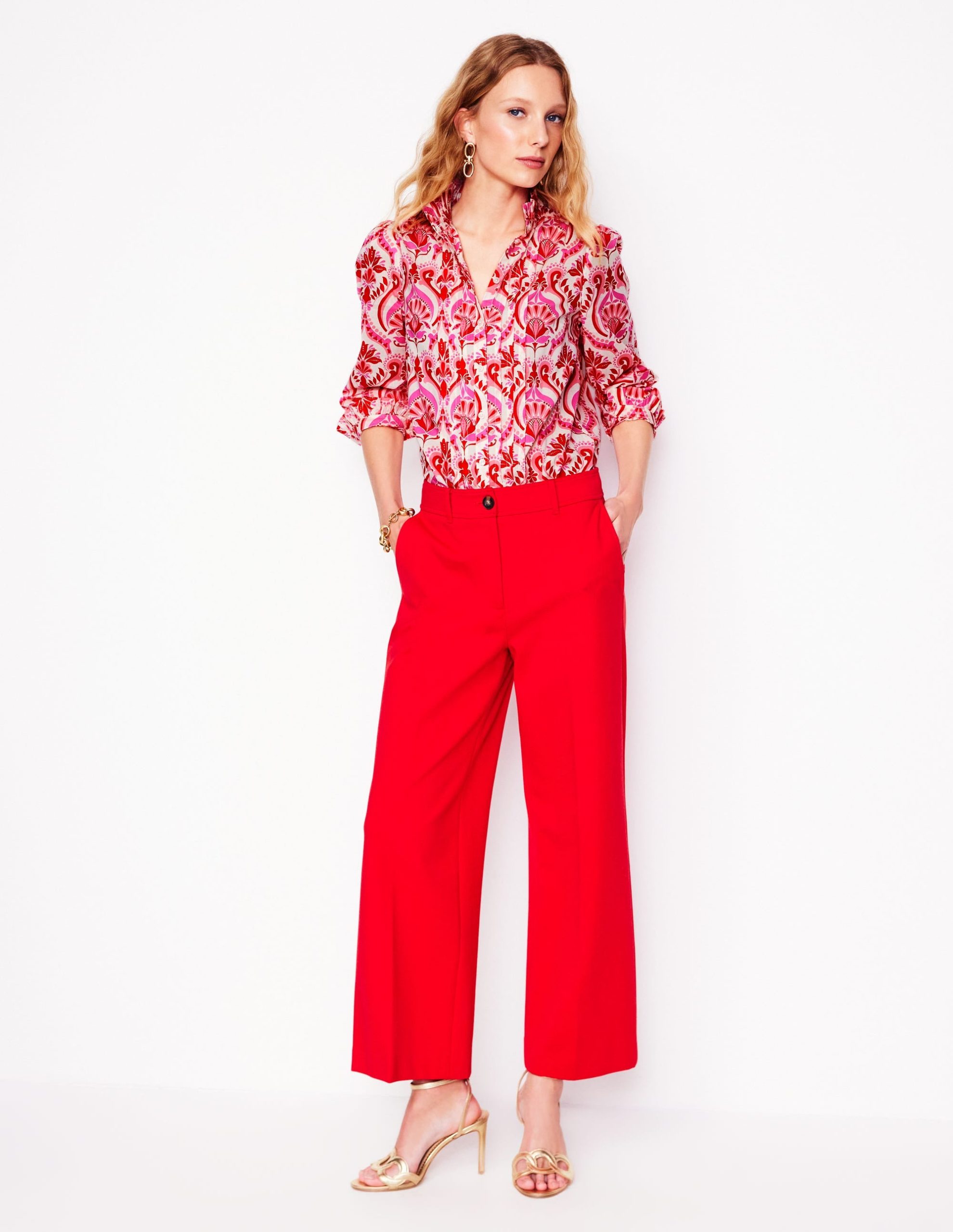 Felicity Cotton Blouse-Poppy Red. Ornamental Floral - Image 7