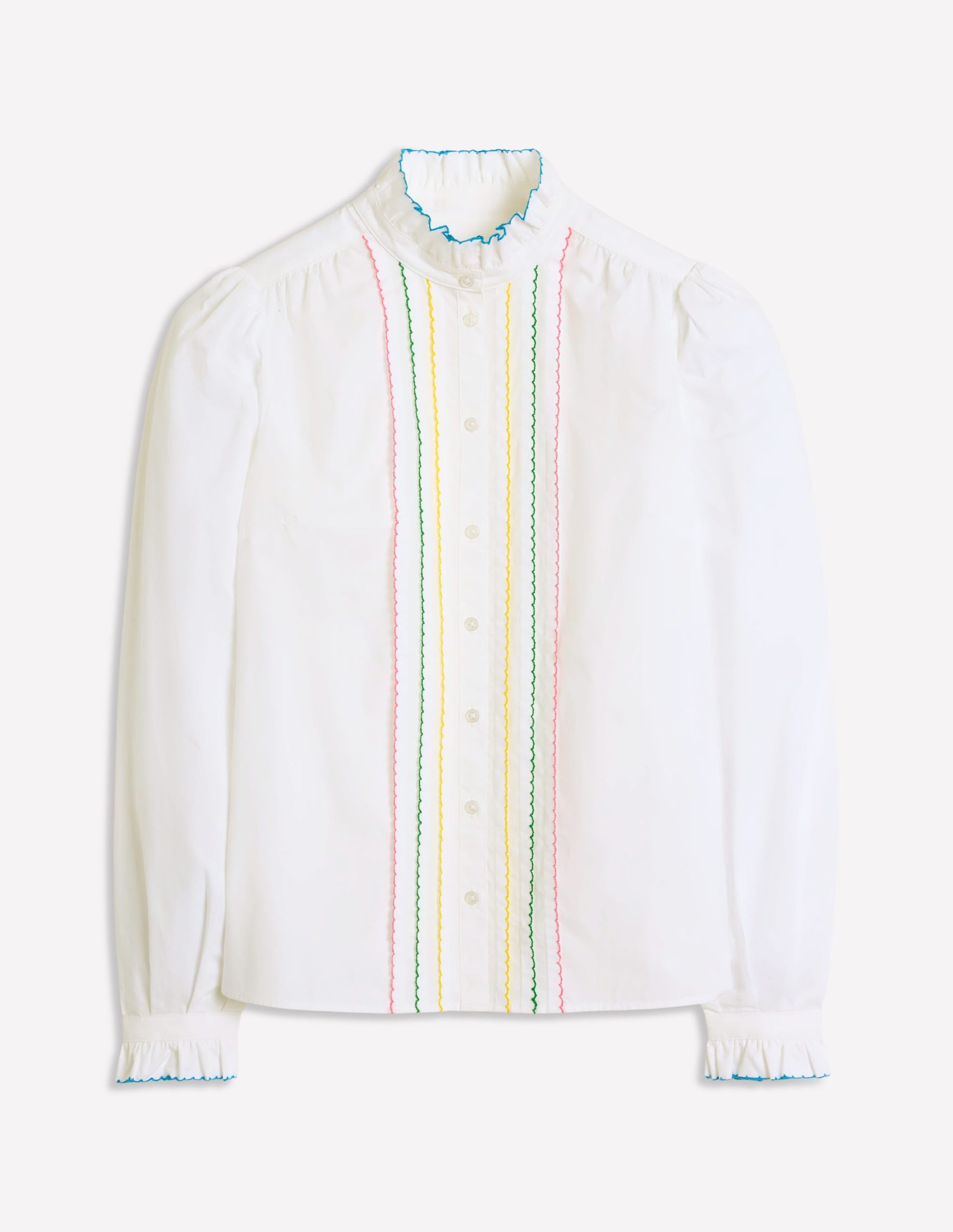 Felicity Cotton Blouse-White. Multi Stitch - Image 6