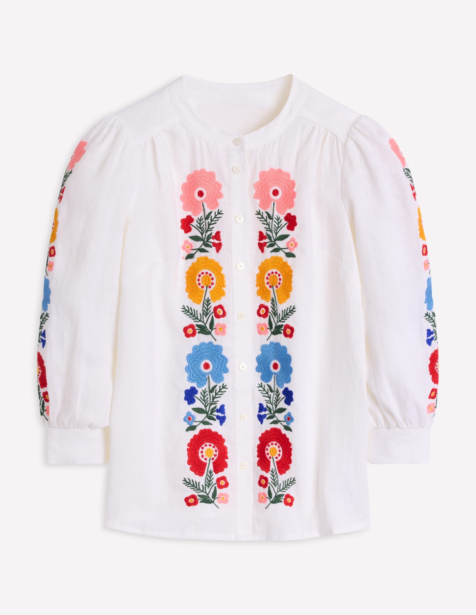 Alicia Linen Top-White. Floral Embroidery - Image 11