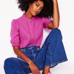 Scallop Double Cloth Top-Cosmos Pink