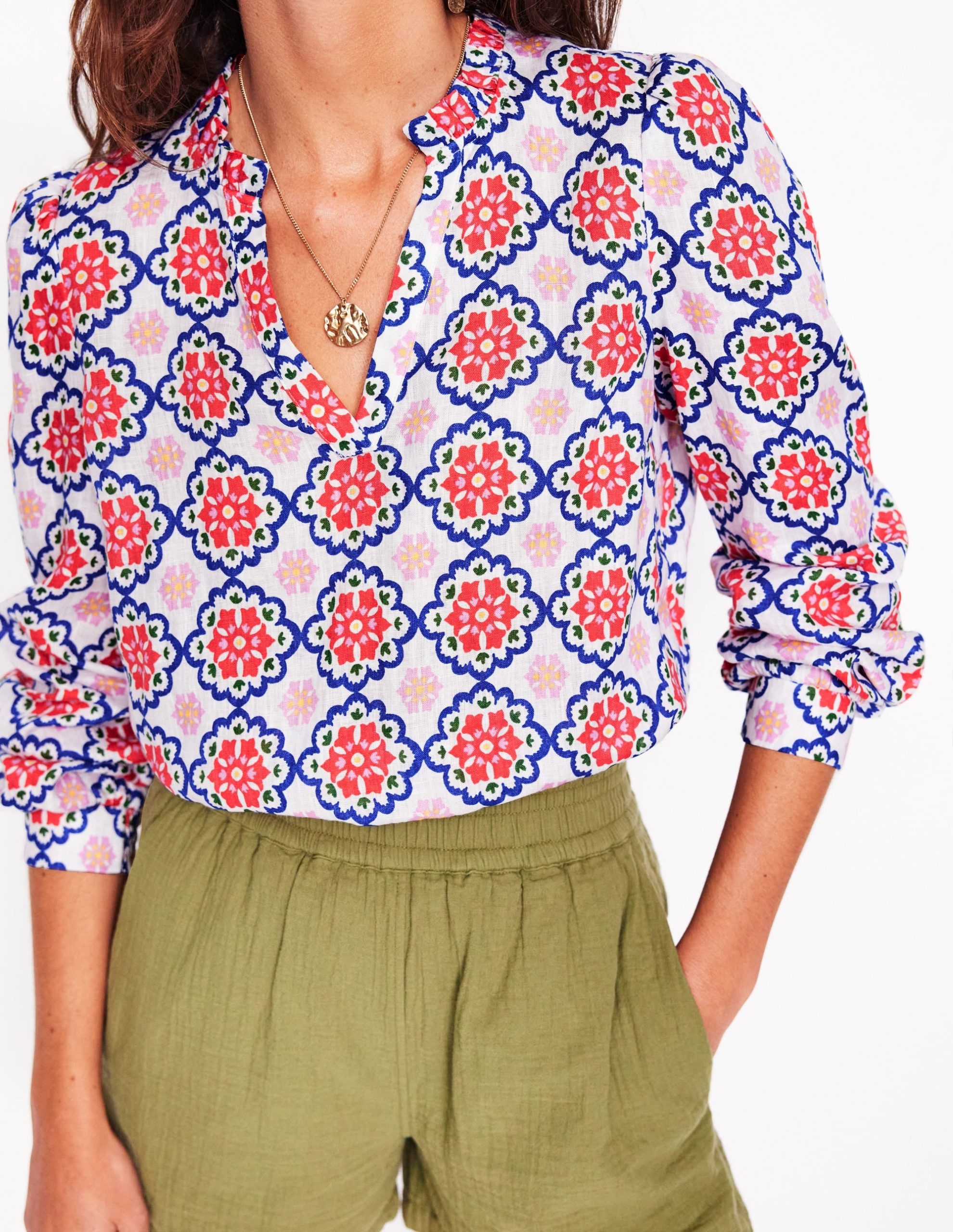Grace Linen Top-Ivory. Bloom Geo - Image 2