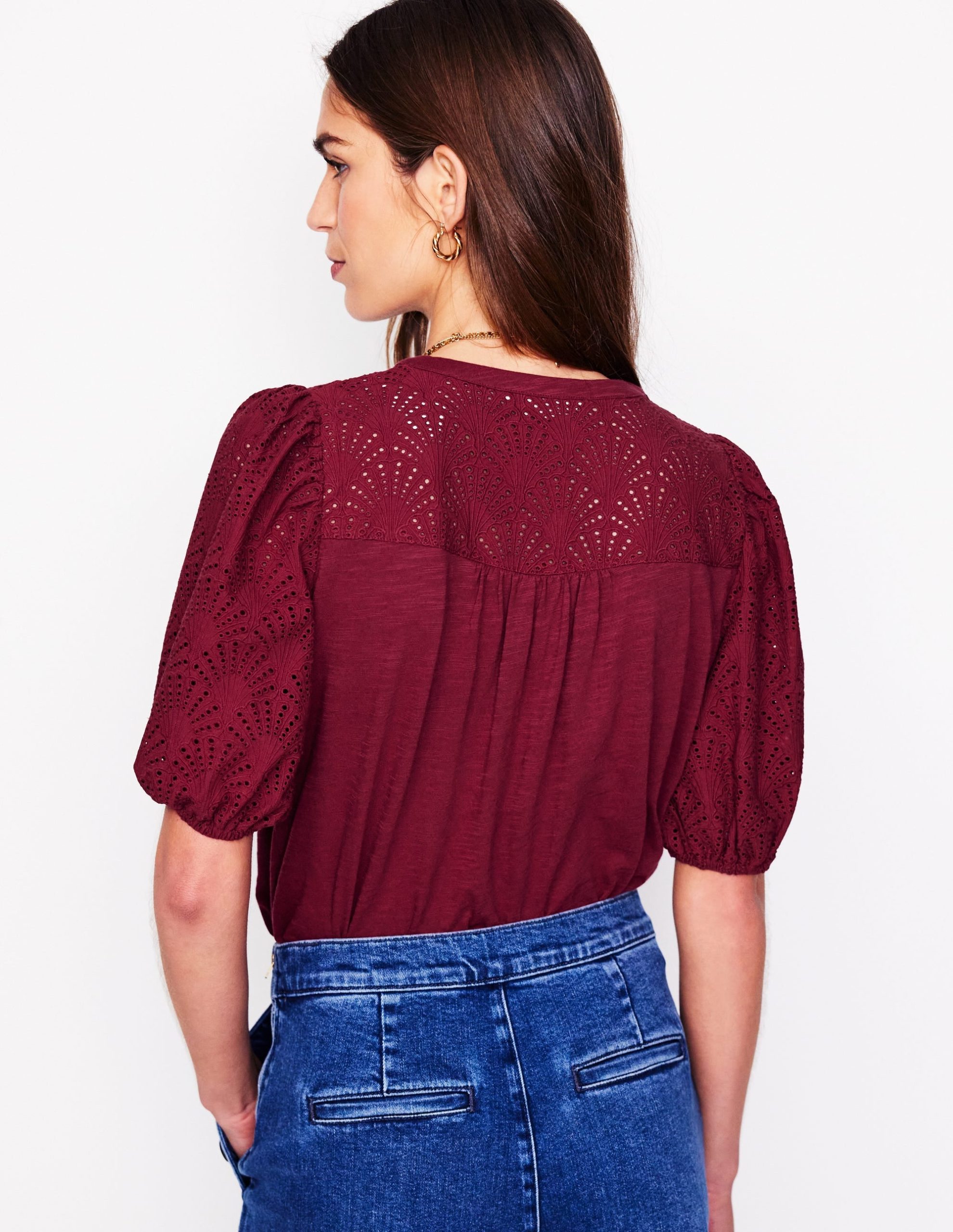 Dolly Broderie Top-Garnet Red - Image 3