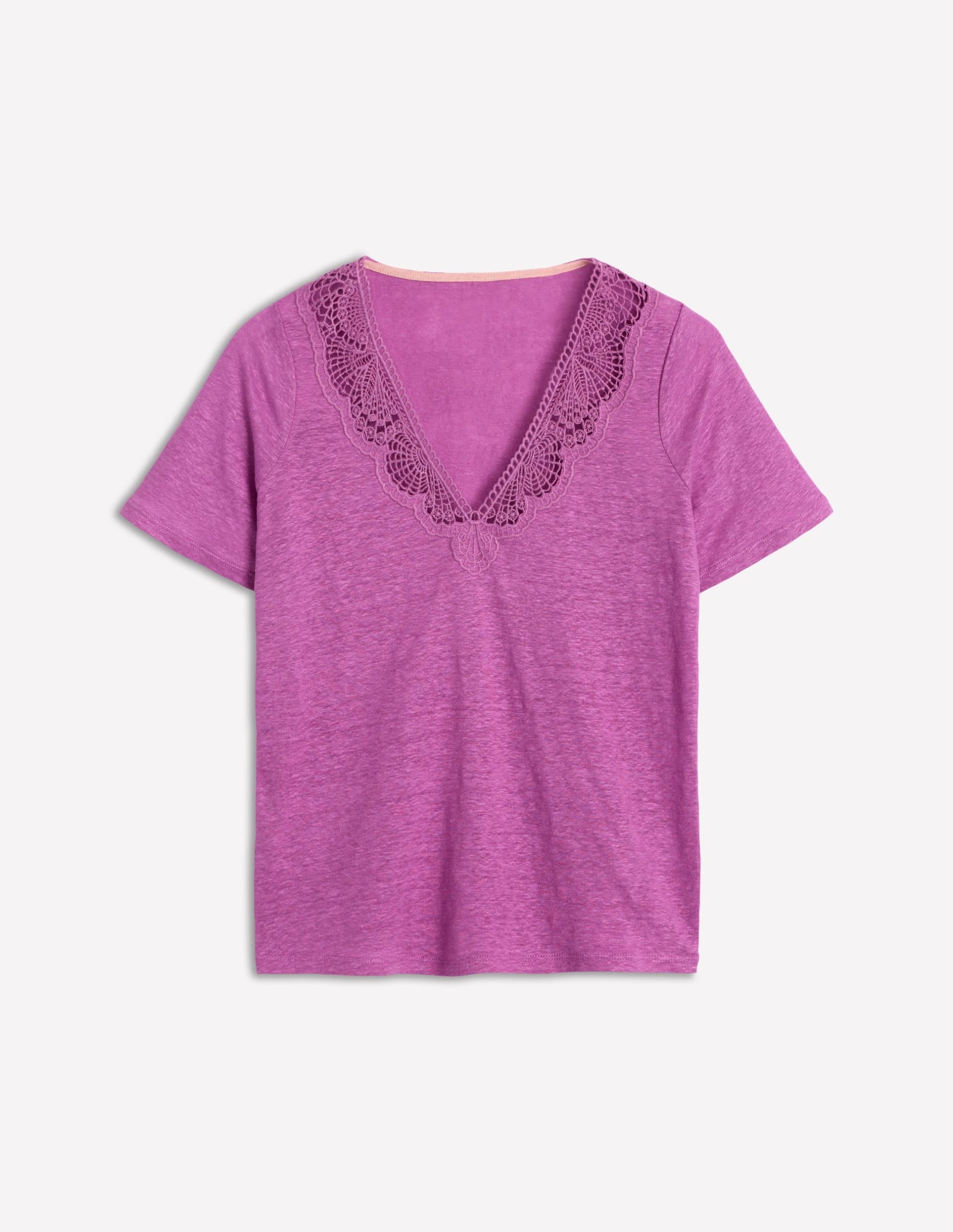 Lace Trim Linen T-shirt-Liatris - Image 6