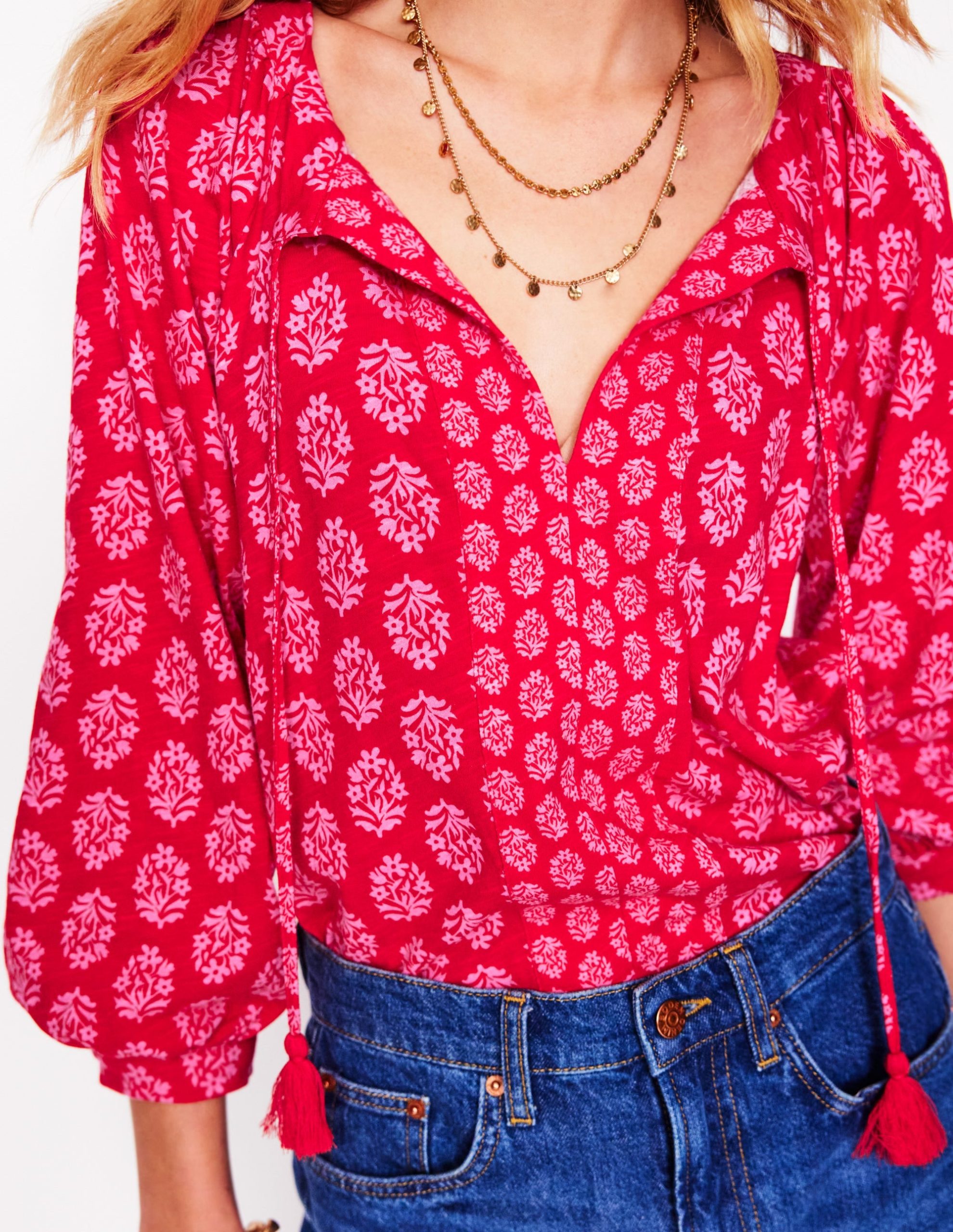 Blouson Sleeve Raglan Top-Posy Stamp - Image 4