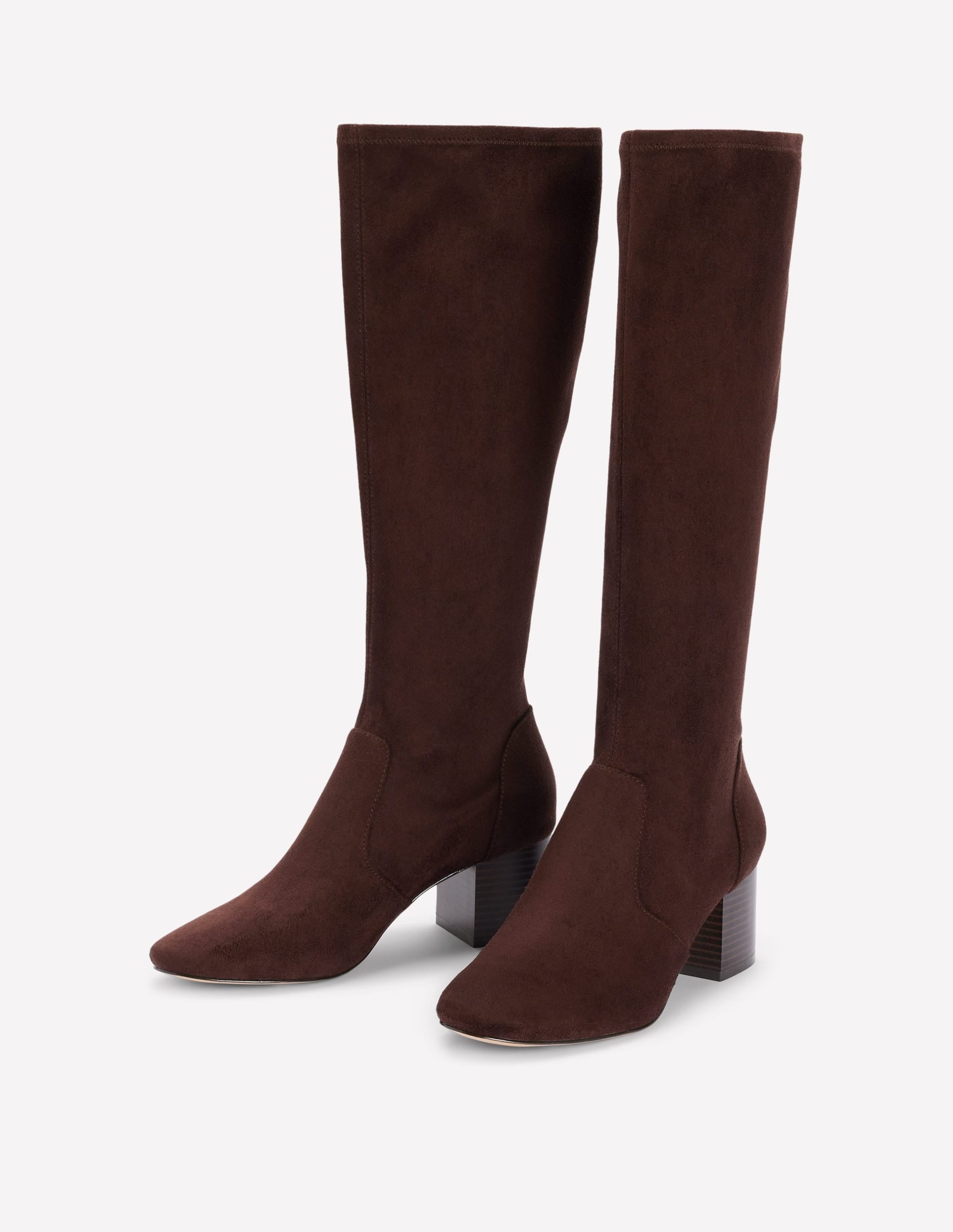 Stretch Knee Heel Boots-Chocolate - Image 3