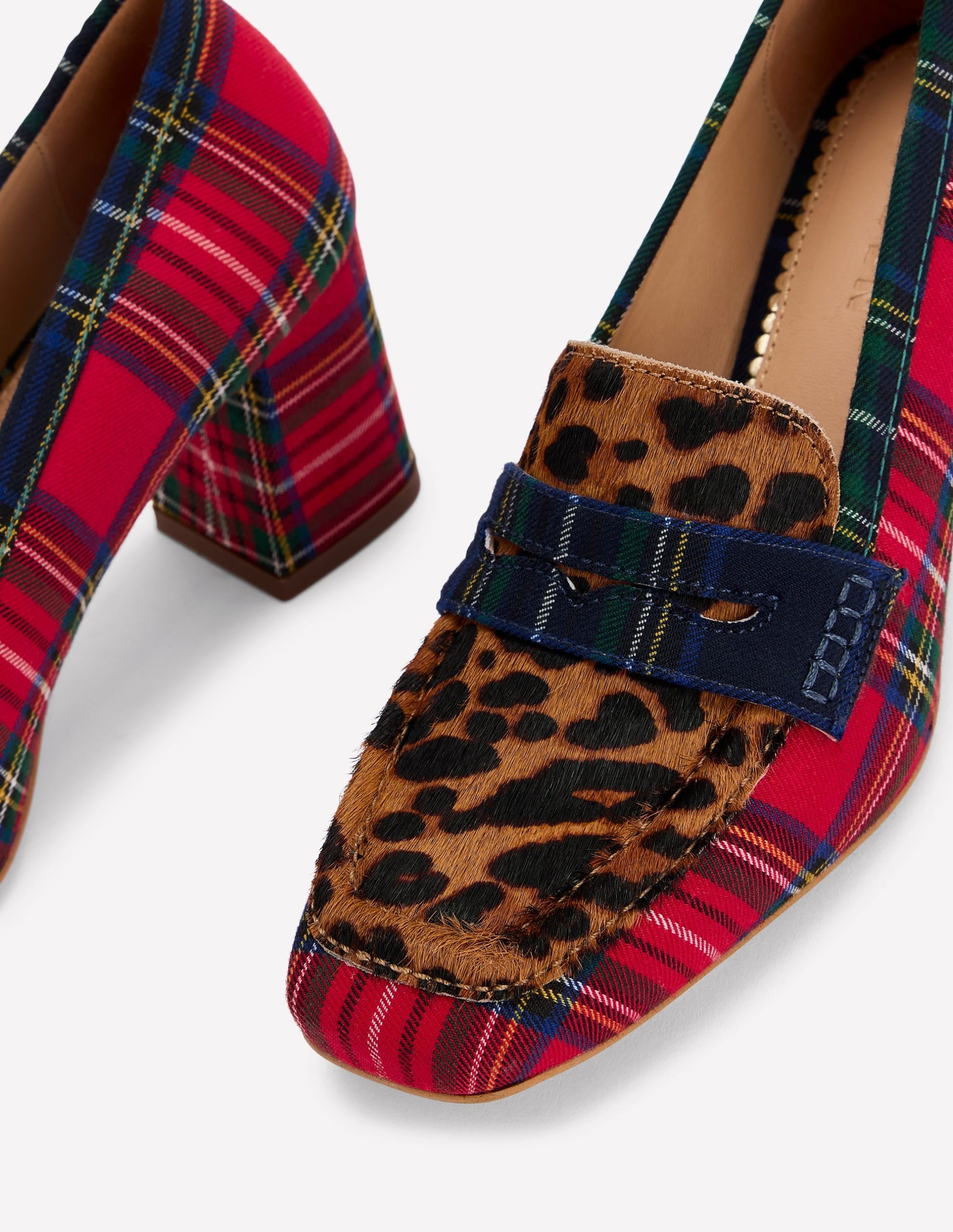 Sol Block Heeled Penny Loafers-Tartan Check - Image 5