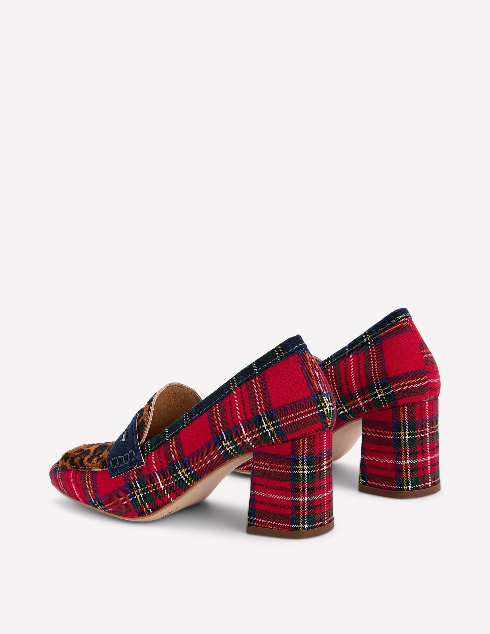 Sol Block Heeled Penny Loafers-Tartan Check - Image 6