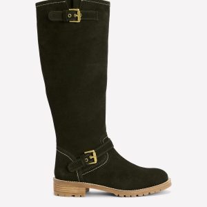 Buckle Knee High Boots-Woodland Green