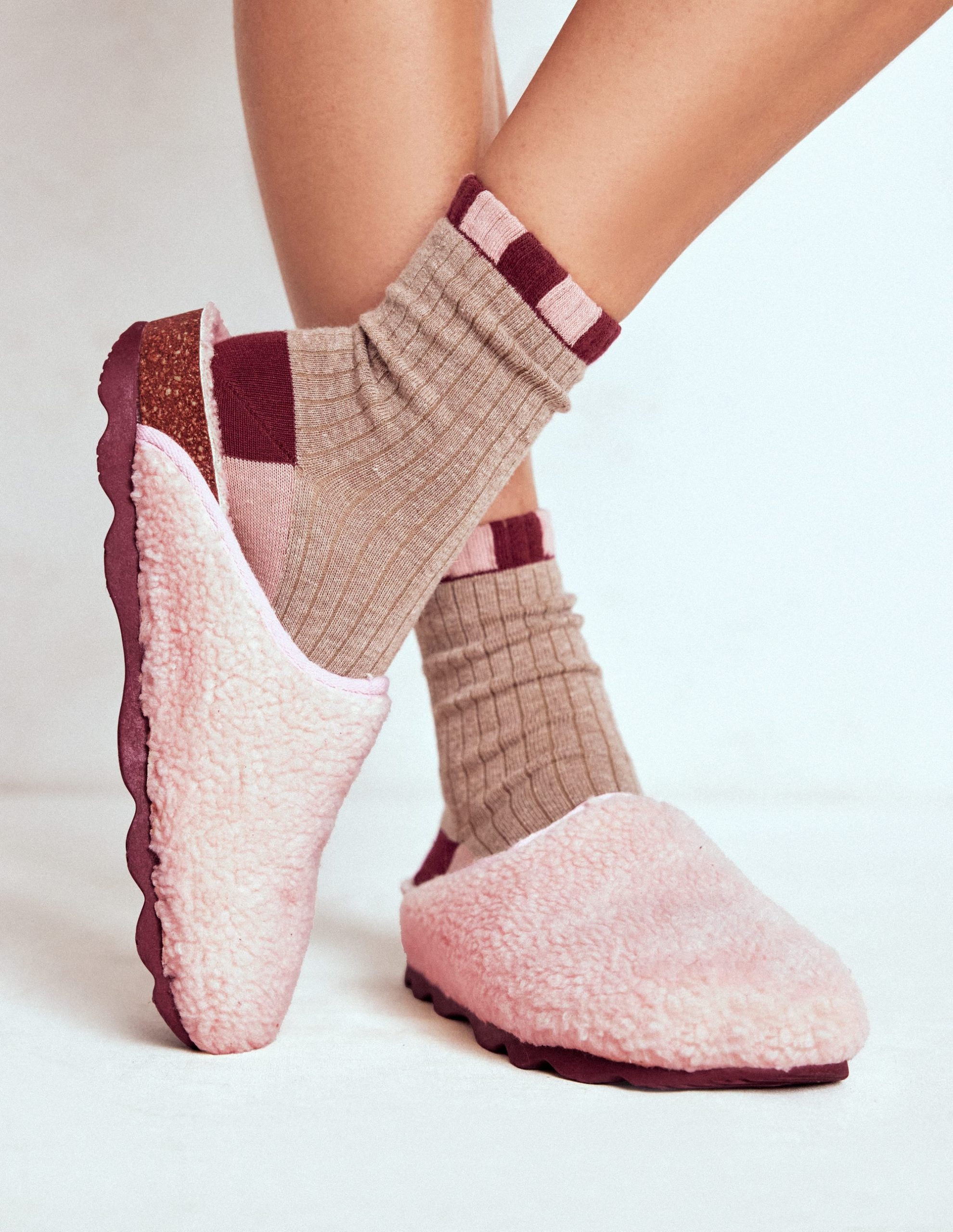 Contrast Sole Mule Slippers-Pink - Image 2