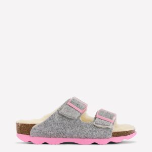 Double Strap Buckle Slipper-Grey
