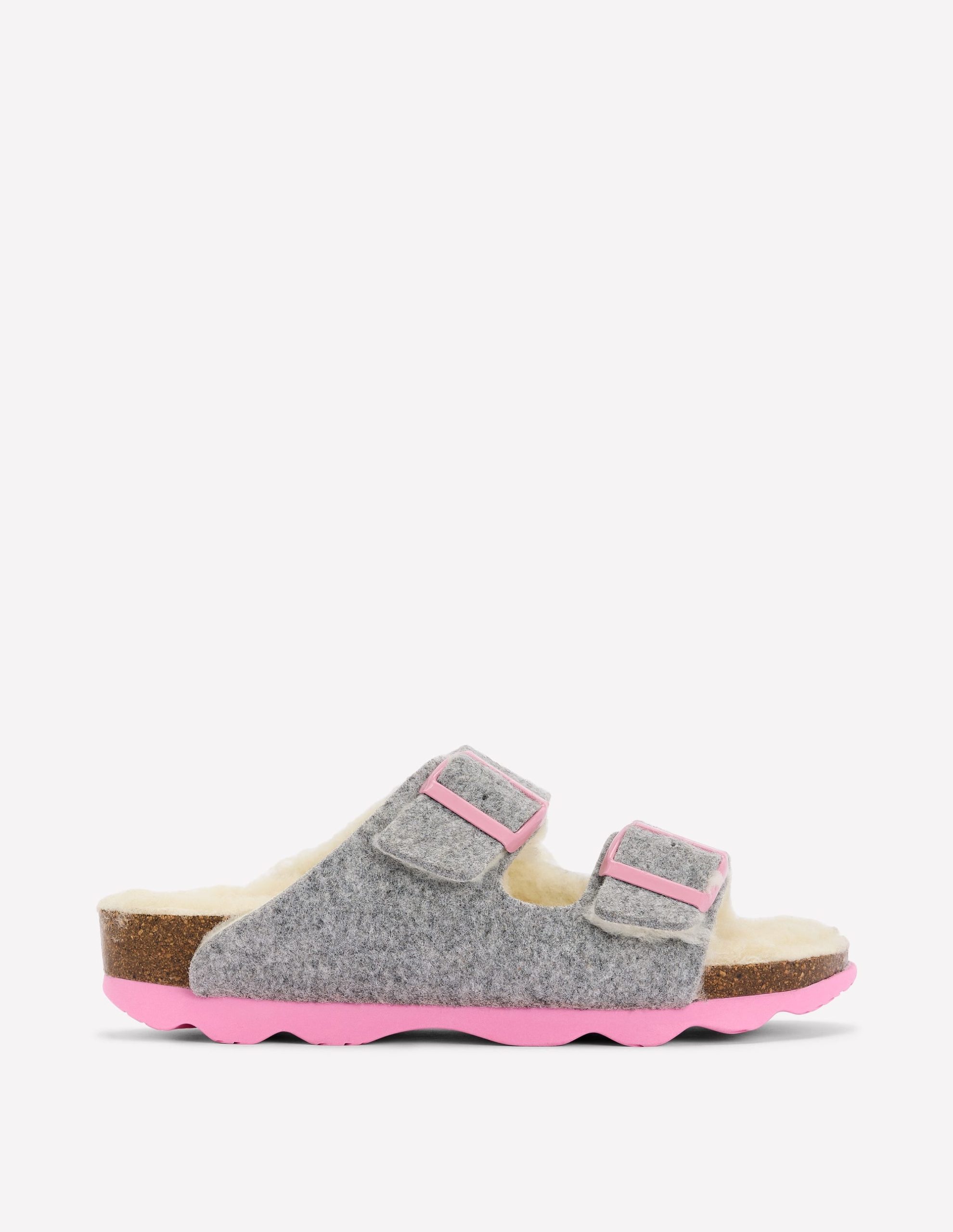 Double Strap Buckle Slipper-Grey