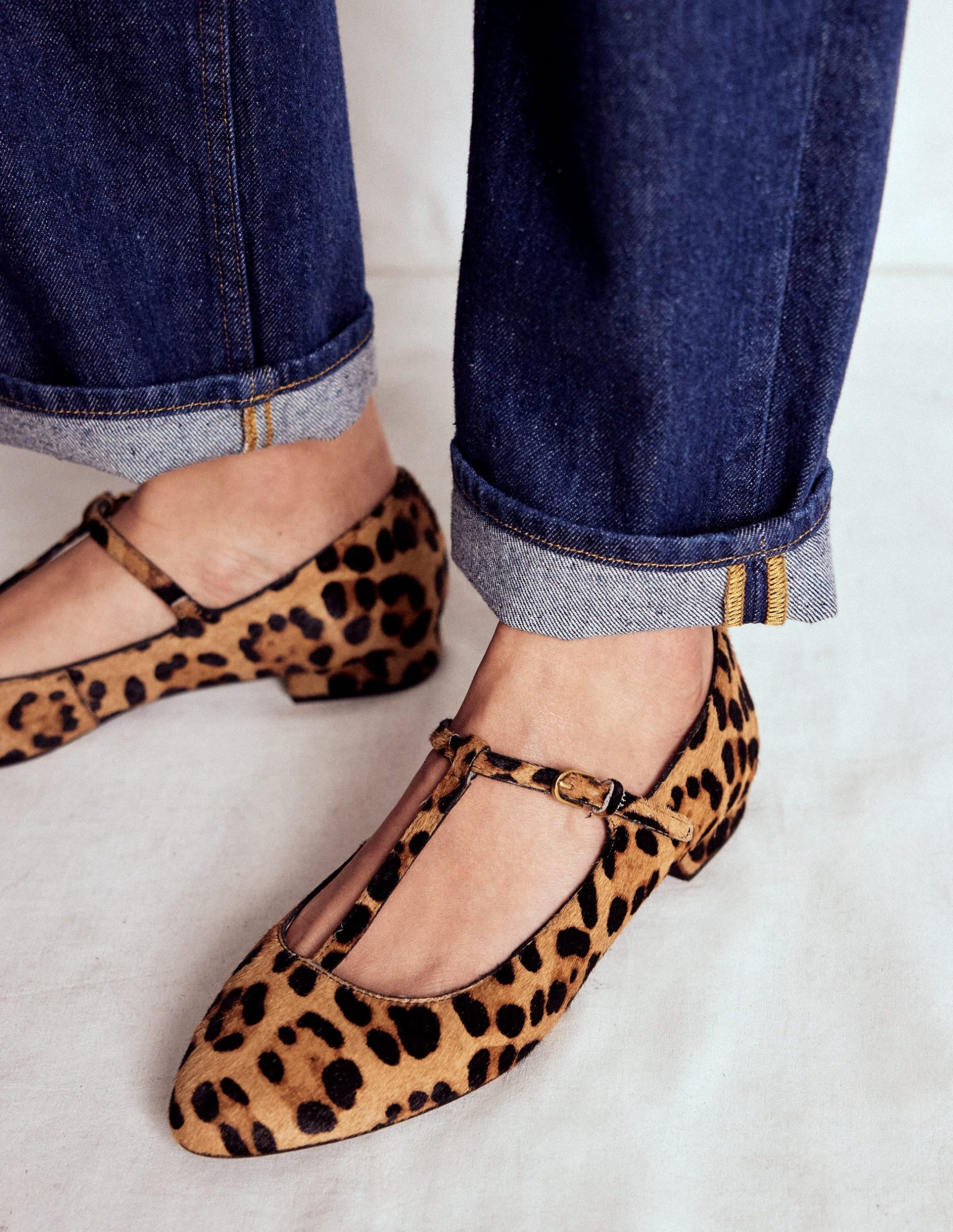 Round Toe T-Bar Flats-Leopard - Image 2