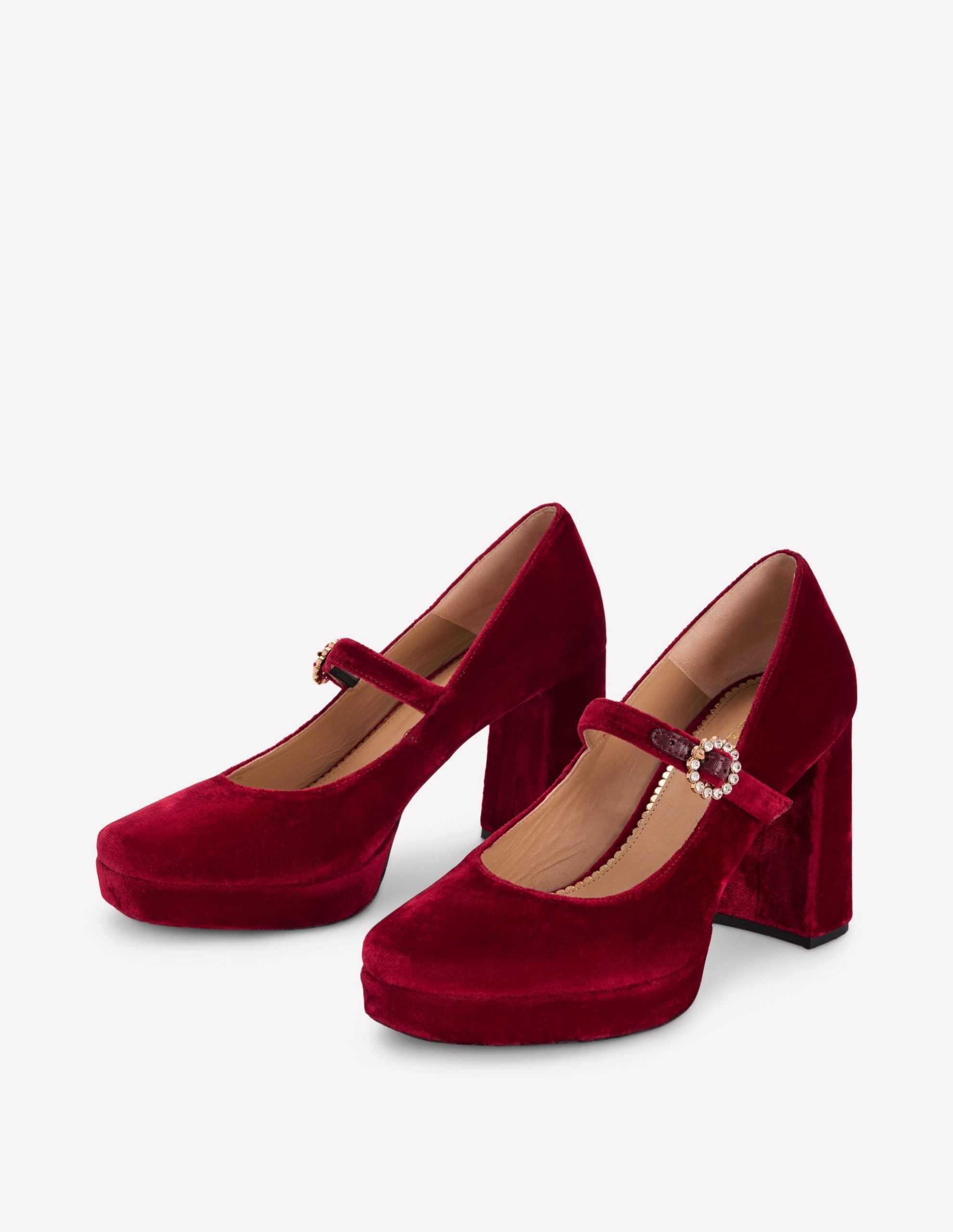 Platform Mary Janes-Ruby Red - Image 3
