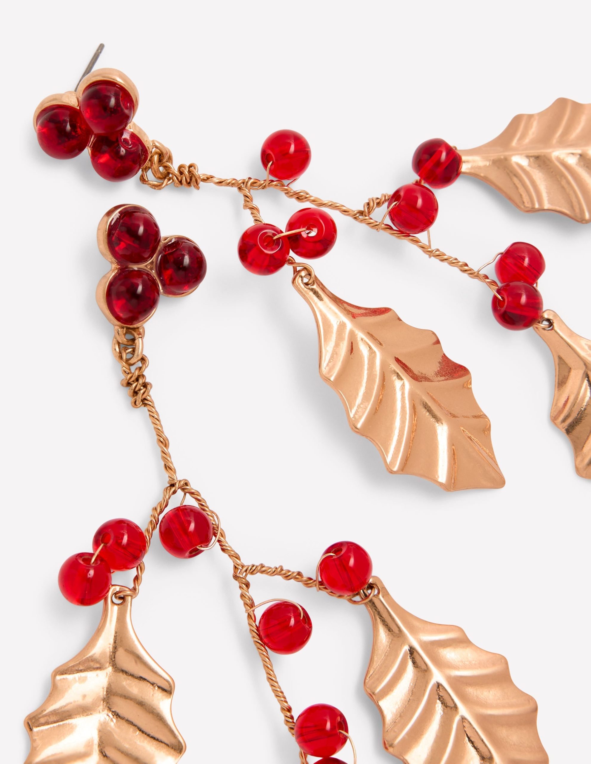 Festive Metal Earrings-Red - Image 3
