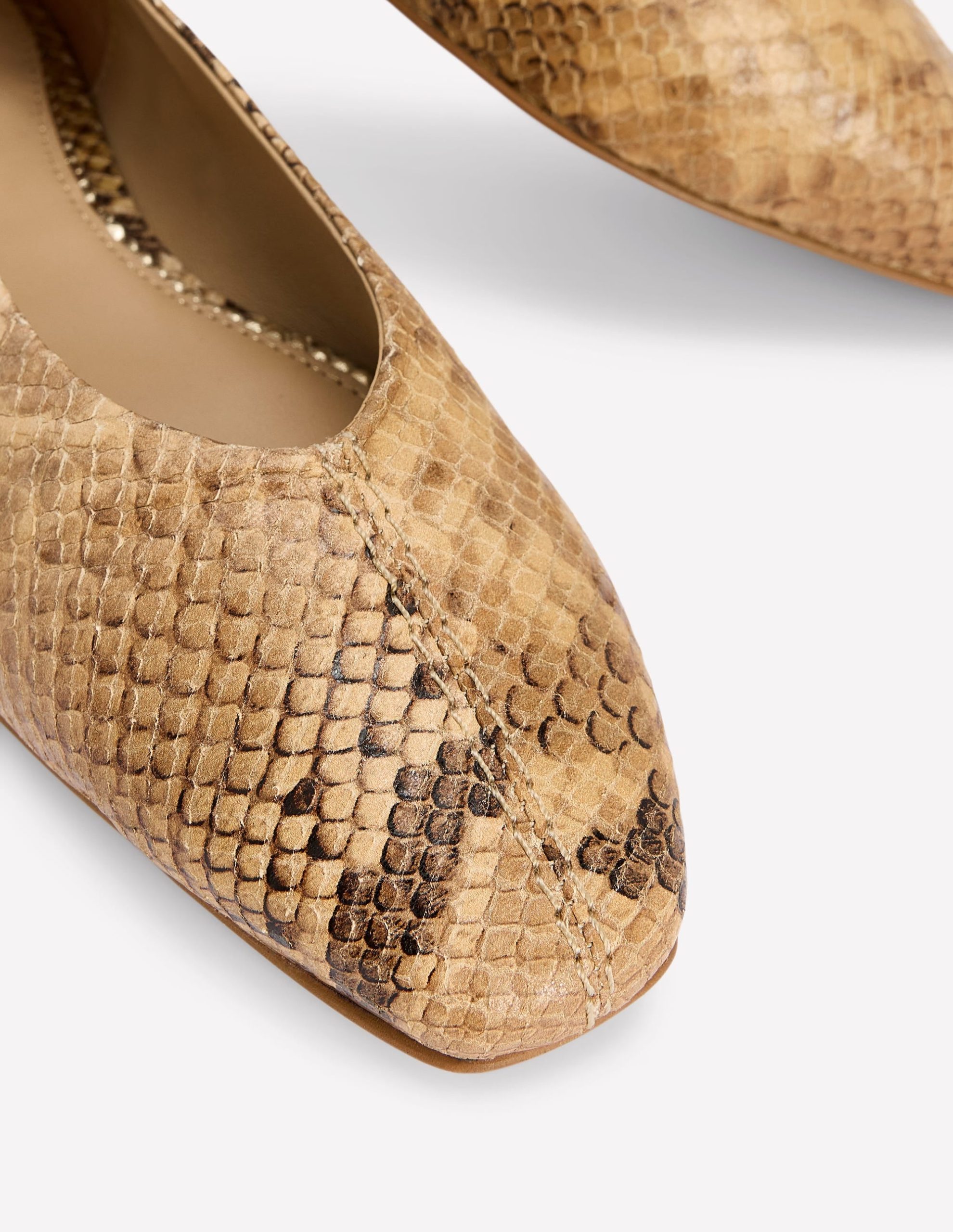 High Cut Stitch Detail Flats-Neutral - Image 4