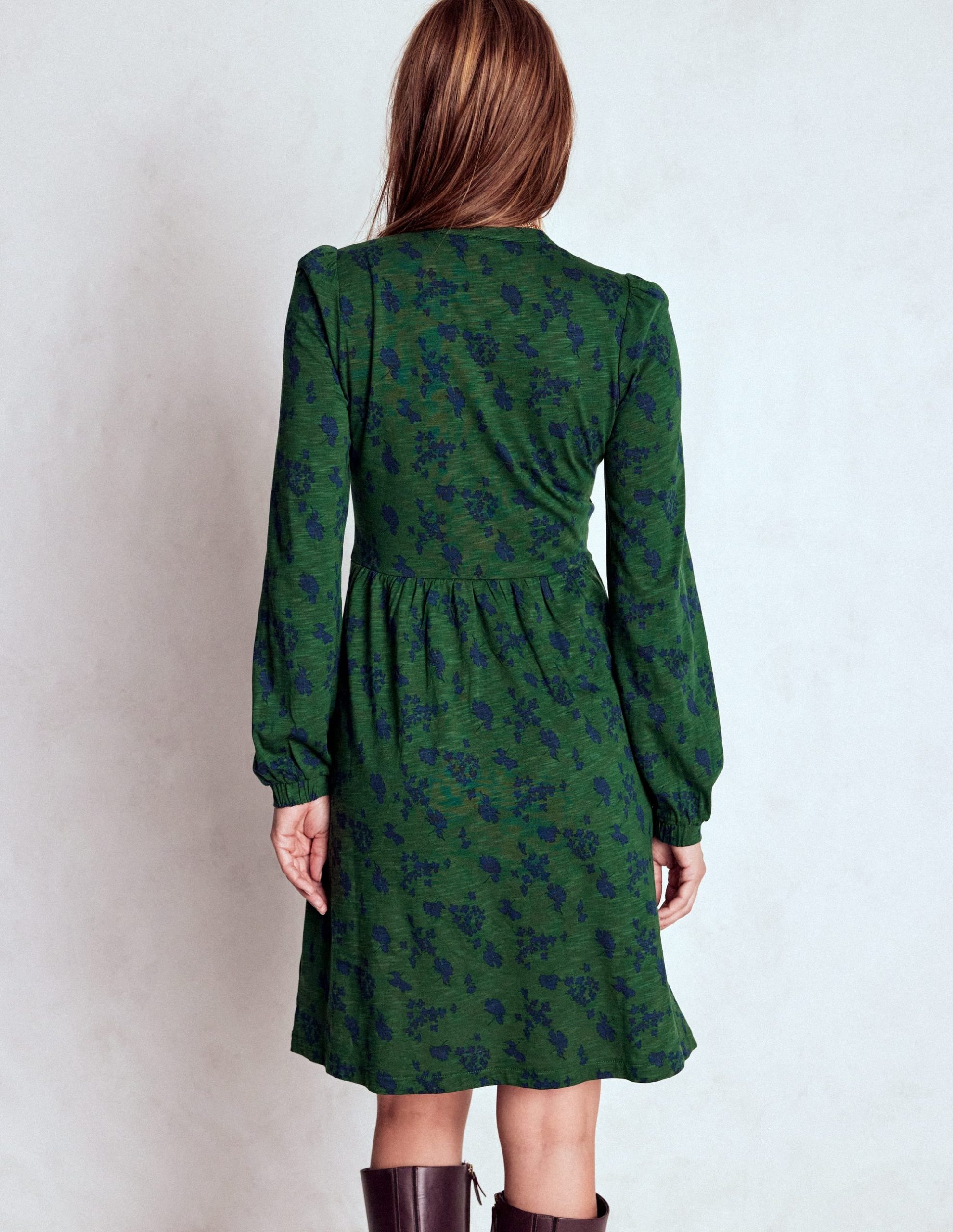 Naomi Relaxed Jersey Dress-Dark Green. Dainty Meadow - Image 3