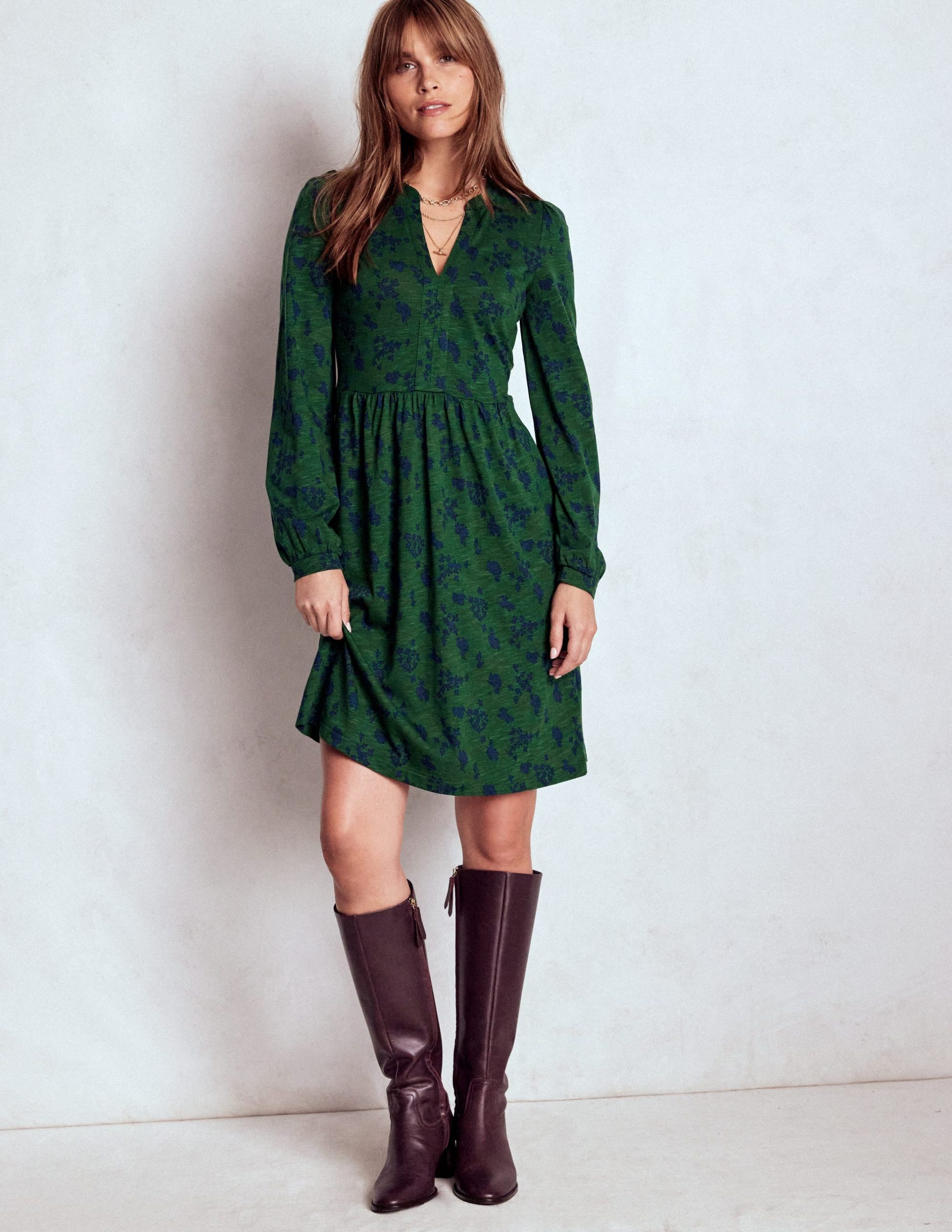 Naomi Relaxed Jersey Dress-Dark Green. Dainty Meadow - Image 4