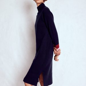 Merino Knitted Dress-Navy