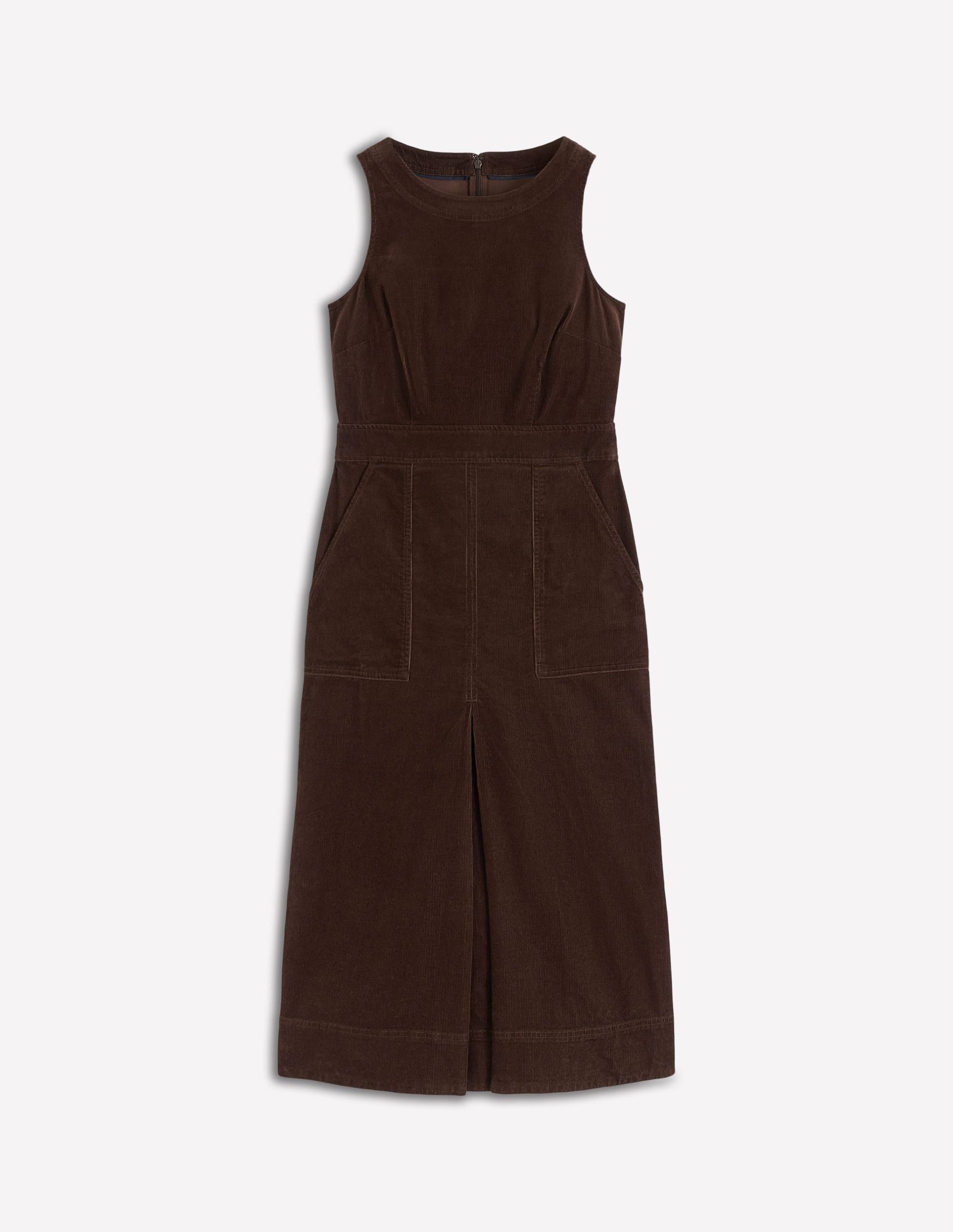 Ula Box Pleat Cord Midi Dress-Espresso - Image 6