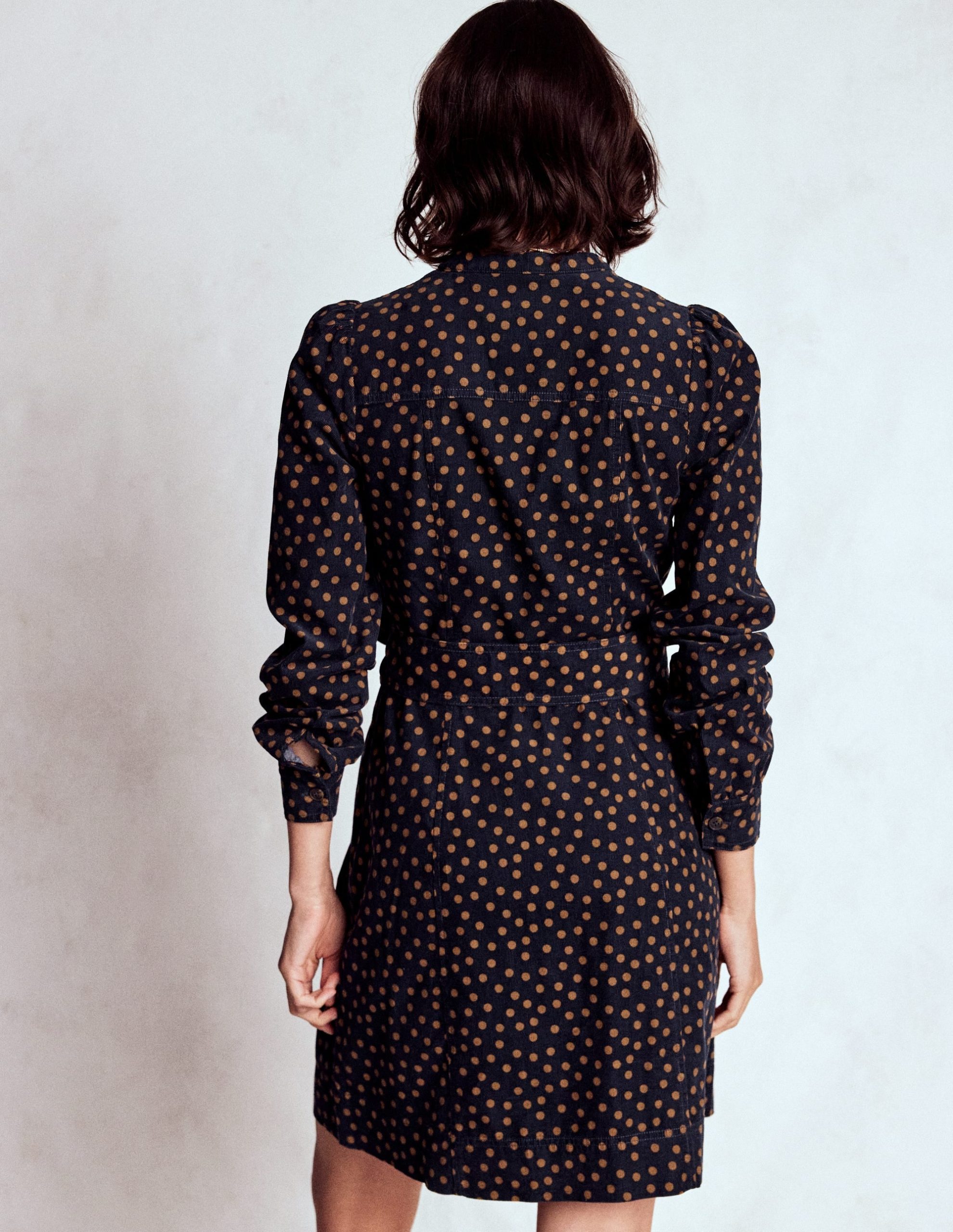 Bre Cord Short Dress-French Navy. Painted Dot - Image 4