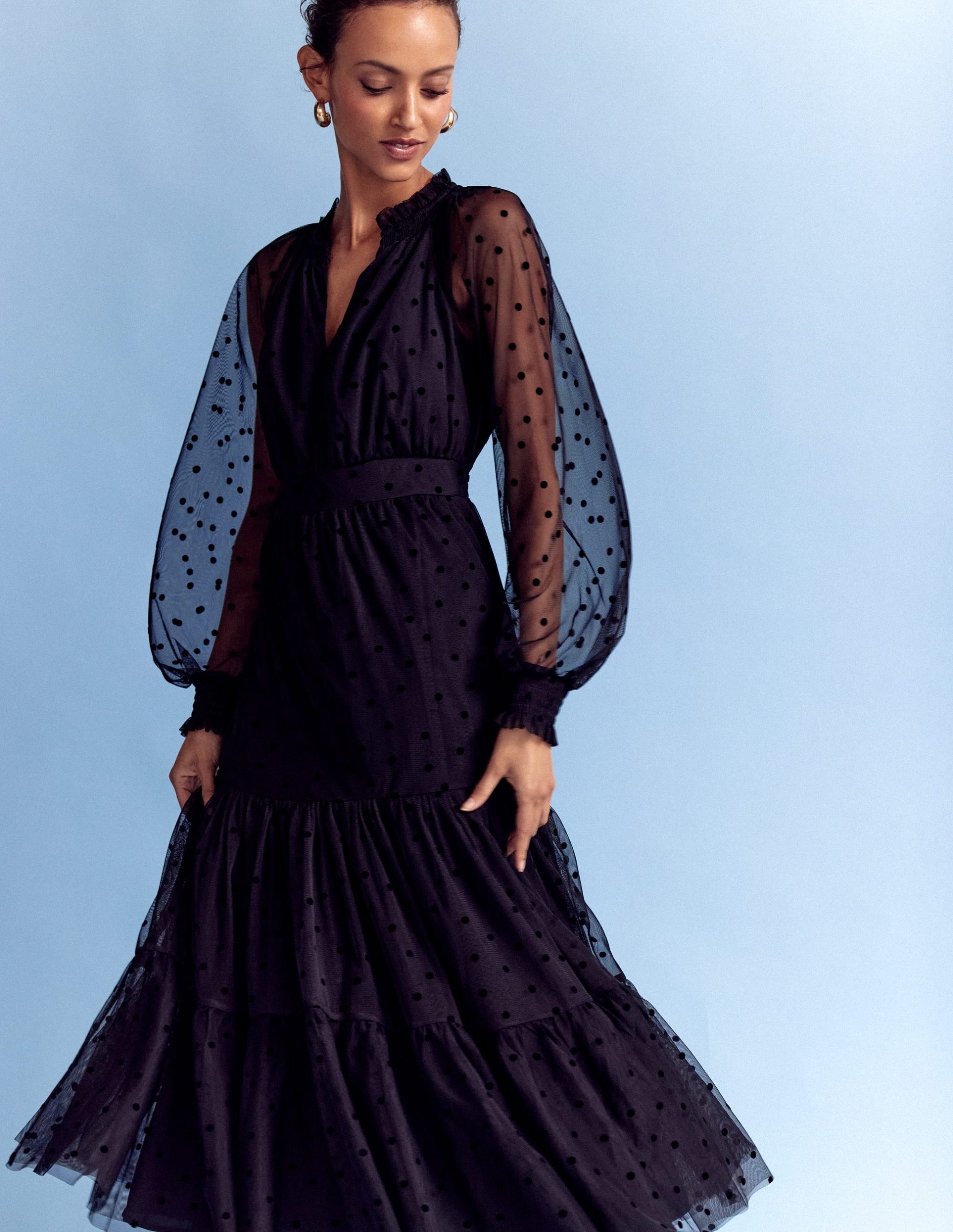 Lucille Tulle Midi Dress-Black - Image 6