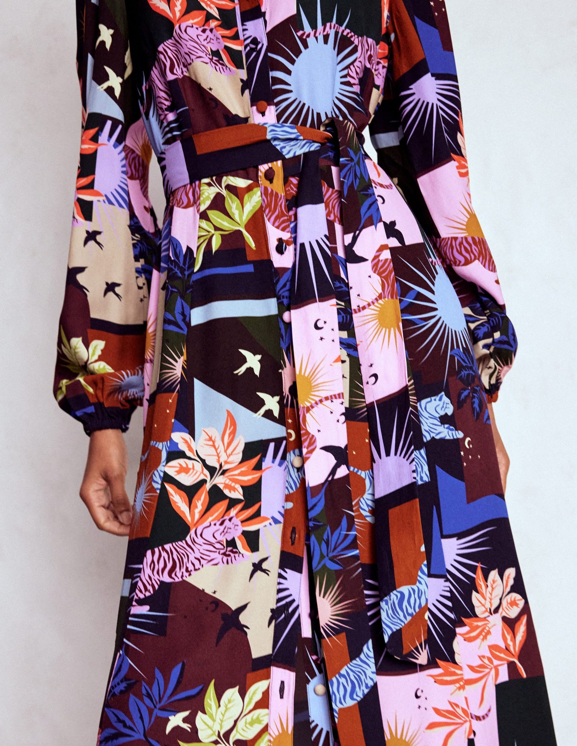 Mae Occasion Maxi Shirt Dress-Multi. Cosmic Savanna - Image 2